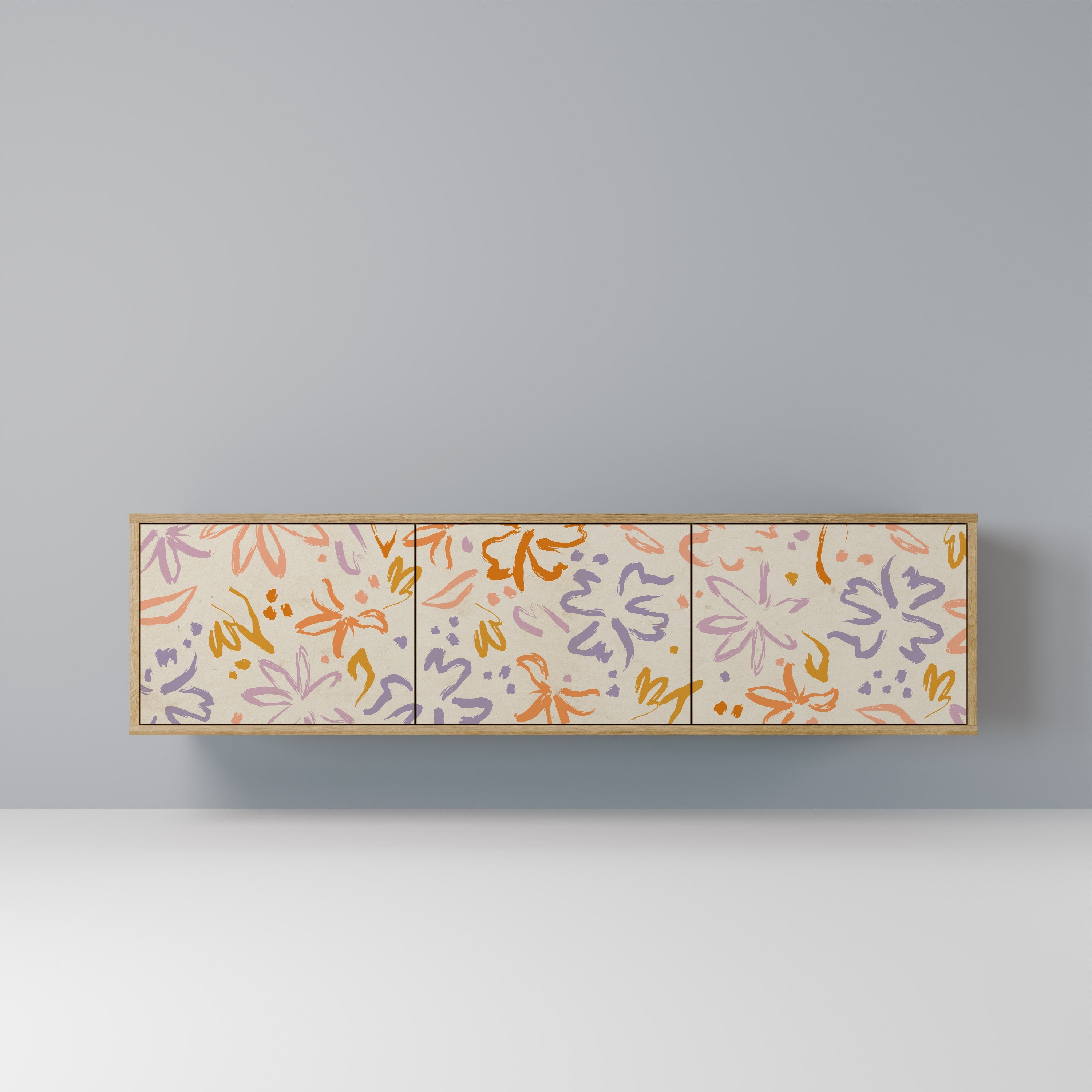 Meuble TV 3 portes SPRING WHIMSY effet chêne