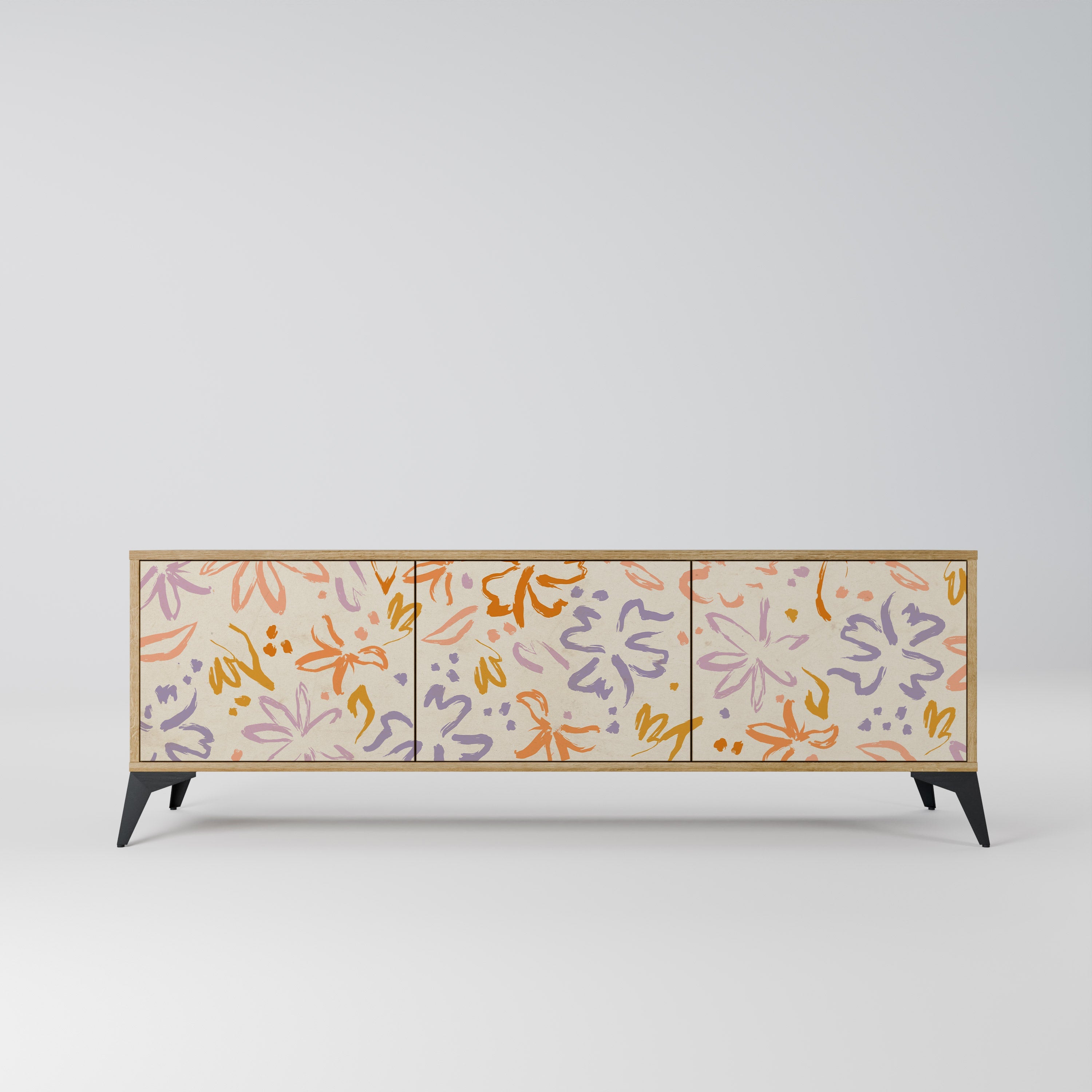 Meuble TV 3 portes SPRING WHIMSY effet chêne