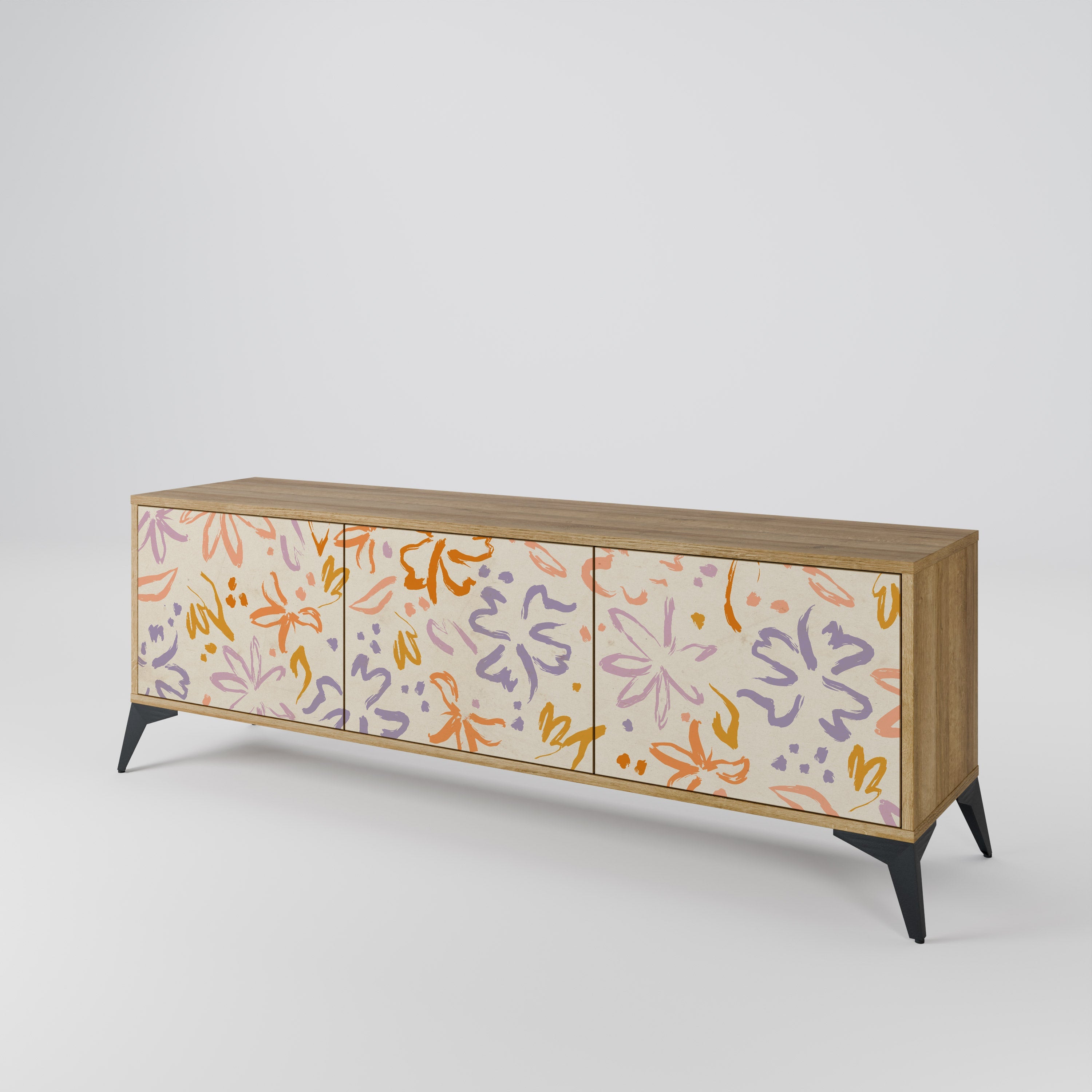 Meuble TV 3 portes SPRING WHIMSY effet chêne