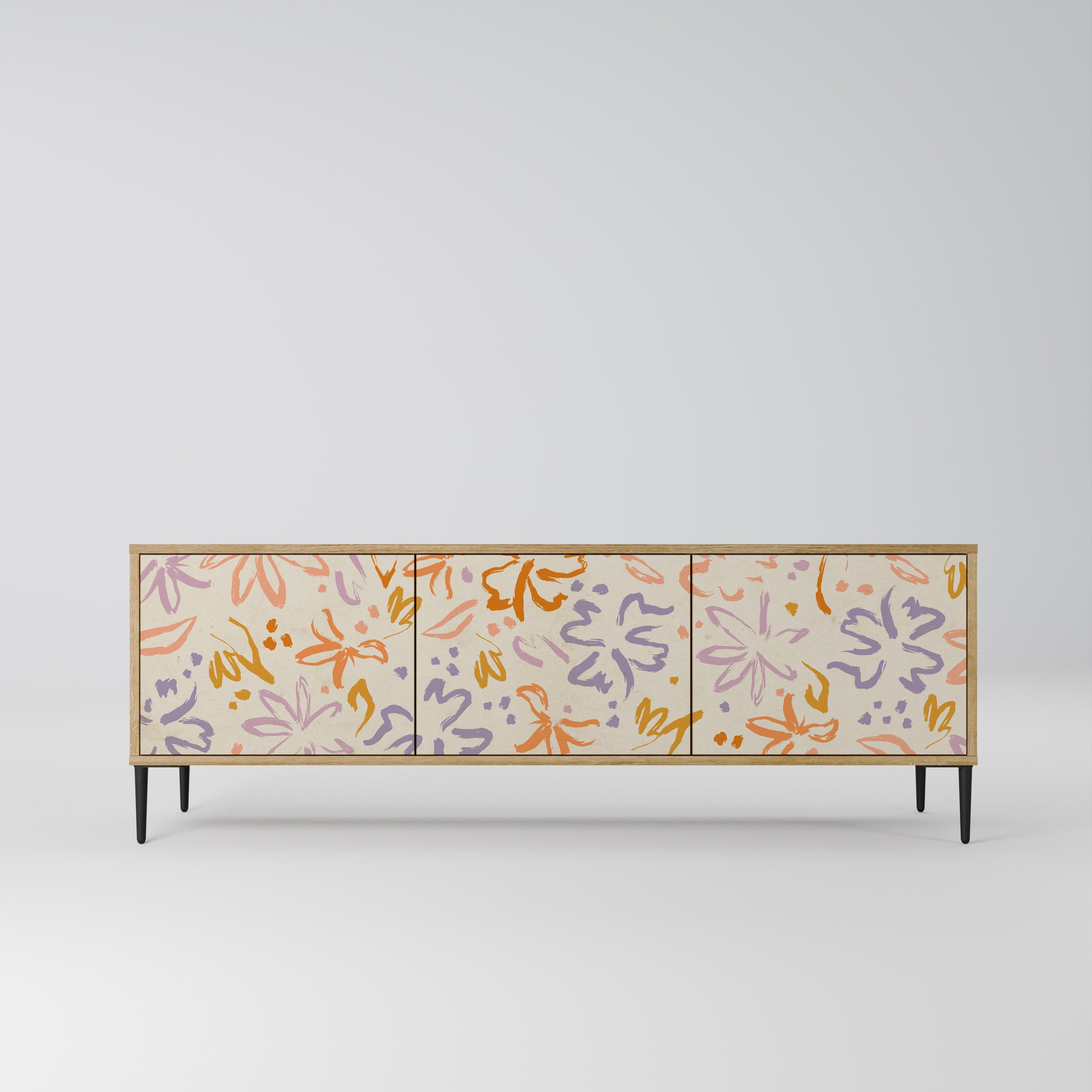 Meuble TV 3 portes SPRING WHIMSY effet chêne