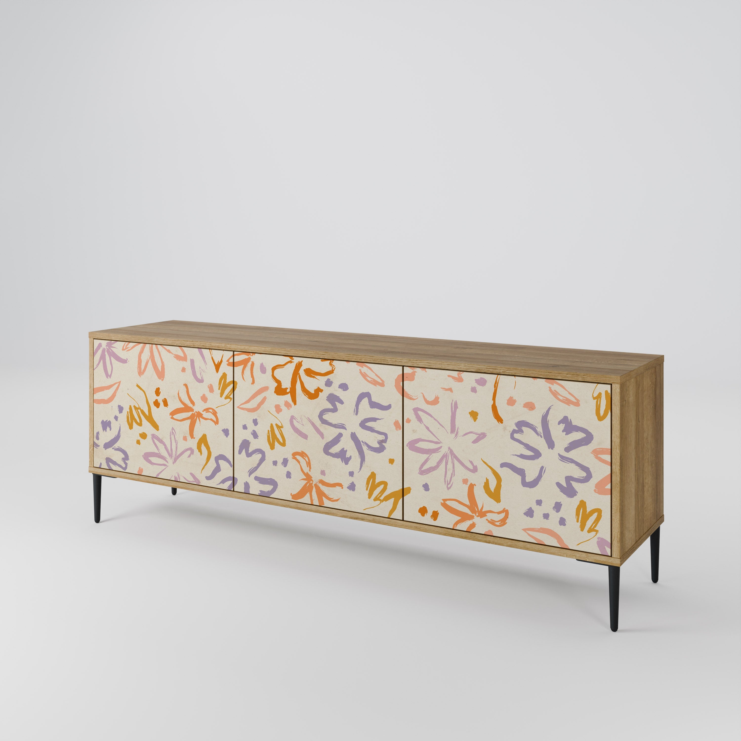 Meuble TV 3 portes SPRING WHIMSY effet chêne