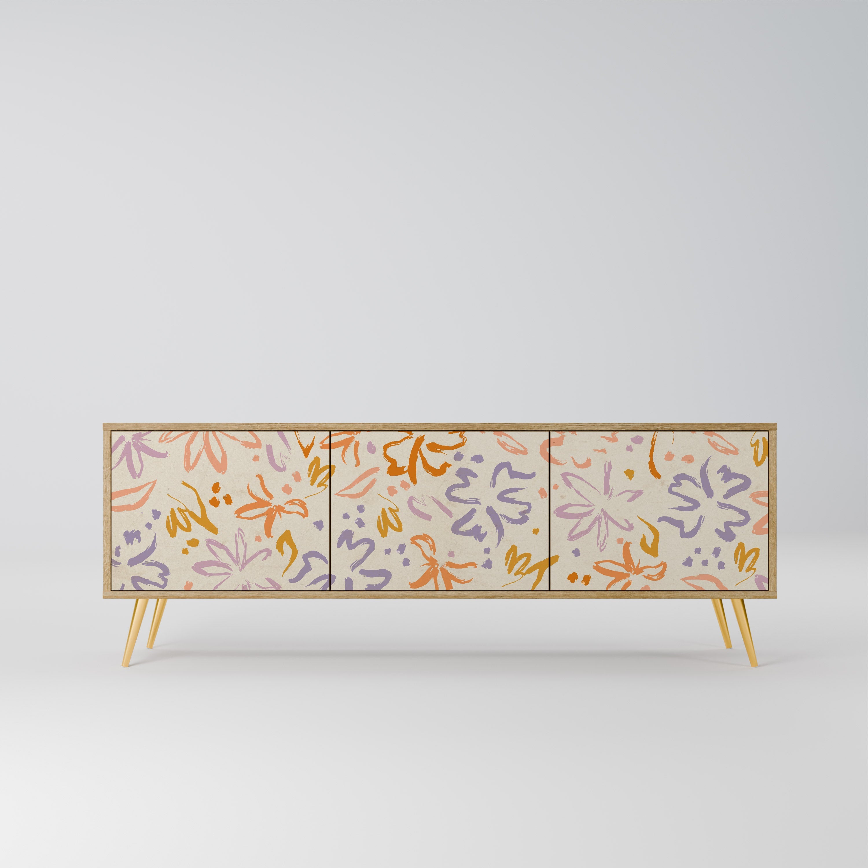 Meuble TV 3 portes SPRING WHIMSY effet chêne