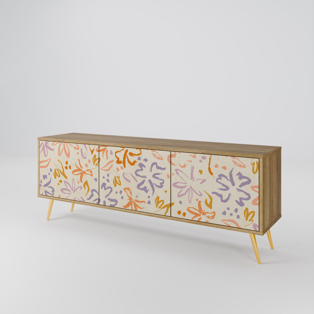 Meuble TV 3 portes SPRING WHIMSY effet chêne