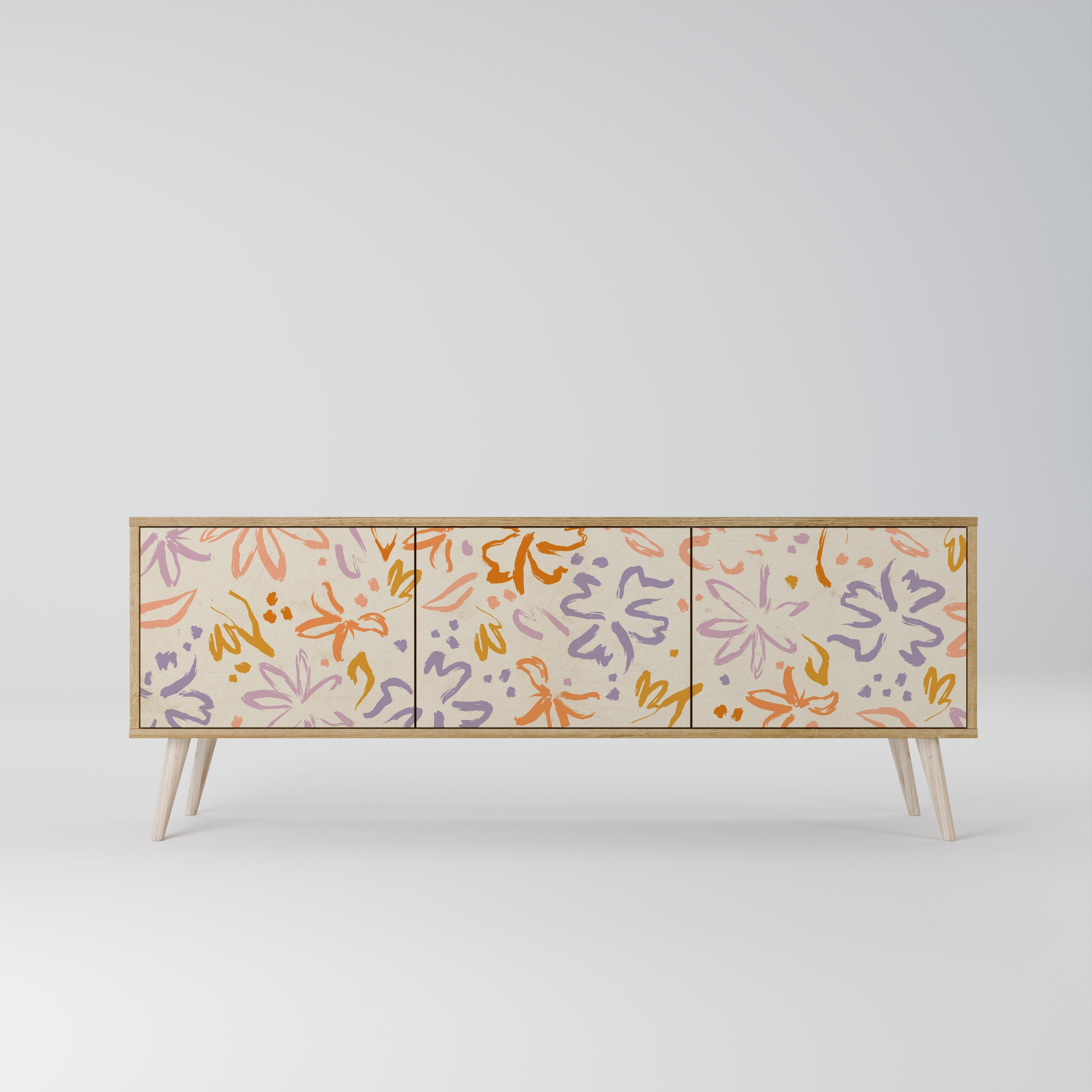 Meuble TV 3 portes SPRING WHIMSY effet chêne