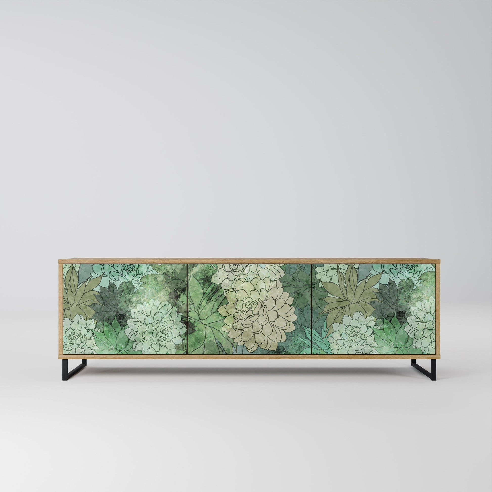 SUCCULENT CLUSTER 3-Door TV Stand in Oak Effect