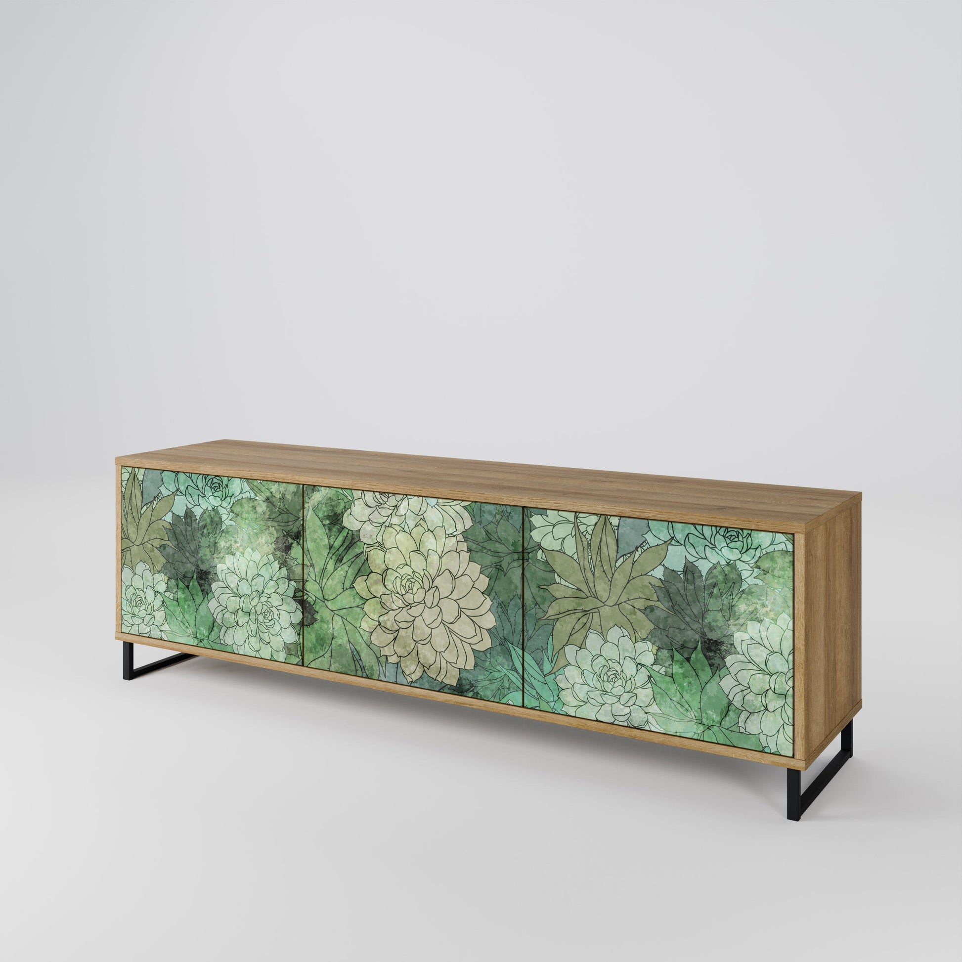 SUCCULENT CLUSTER 3-Door TV Stand in Oak Effect