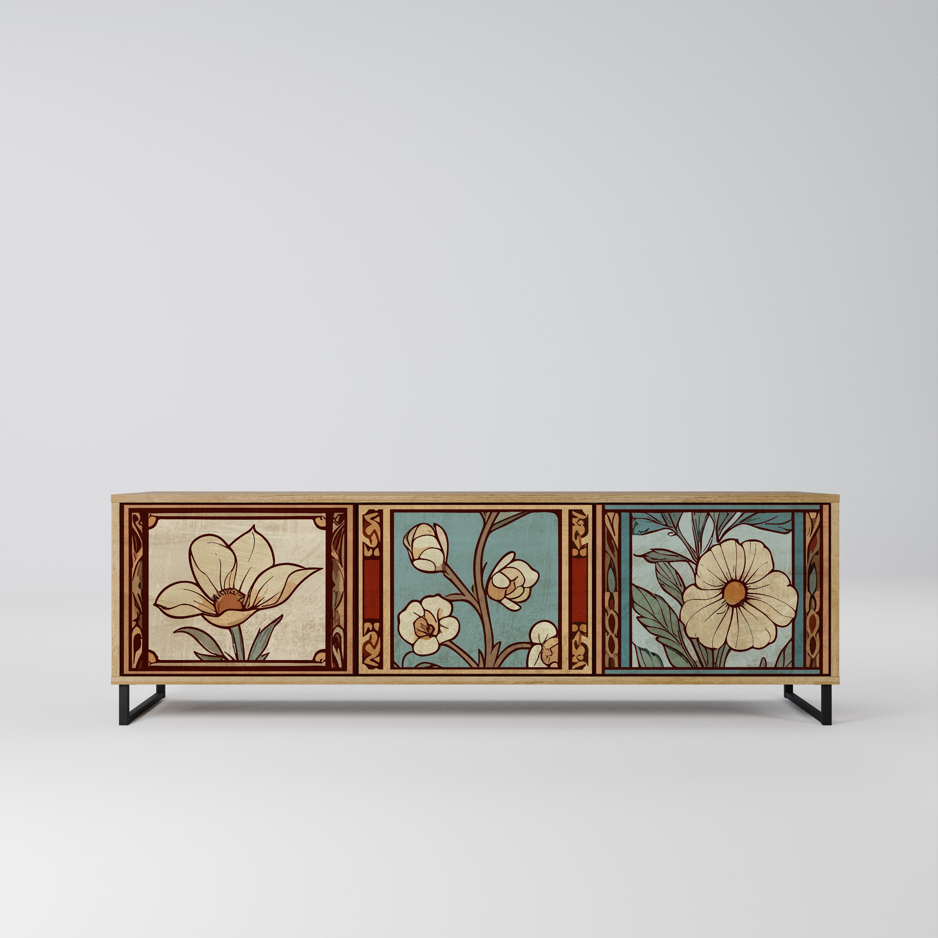 Meuble TV 3 portes TIMELESS FLORA effet chêne