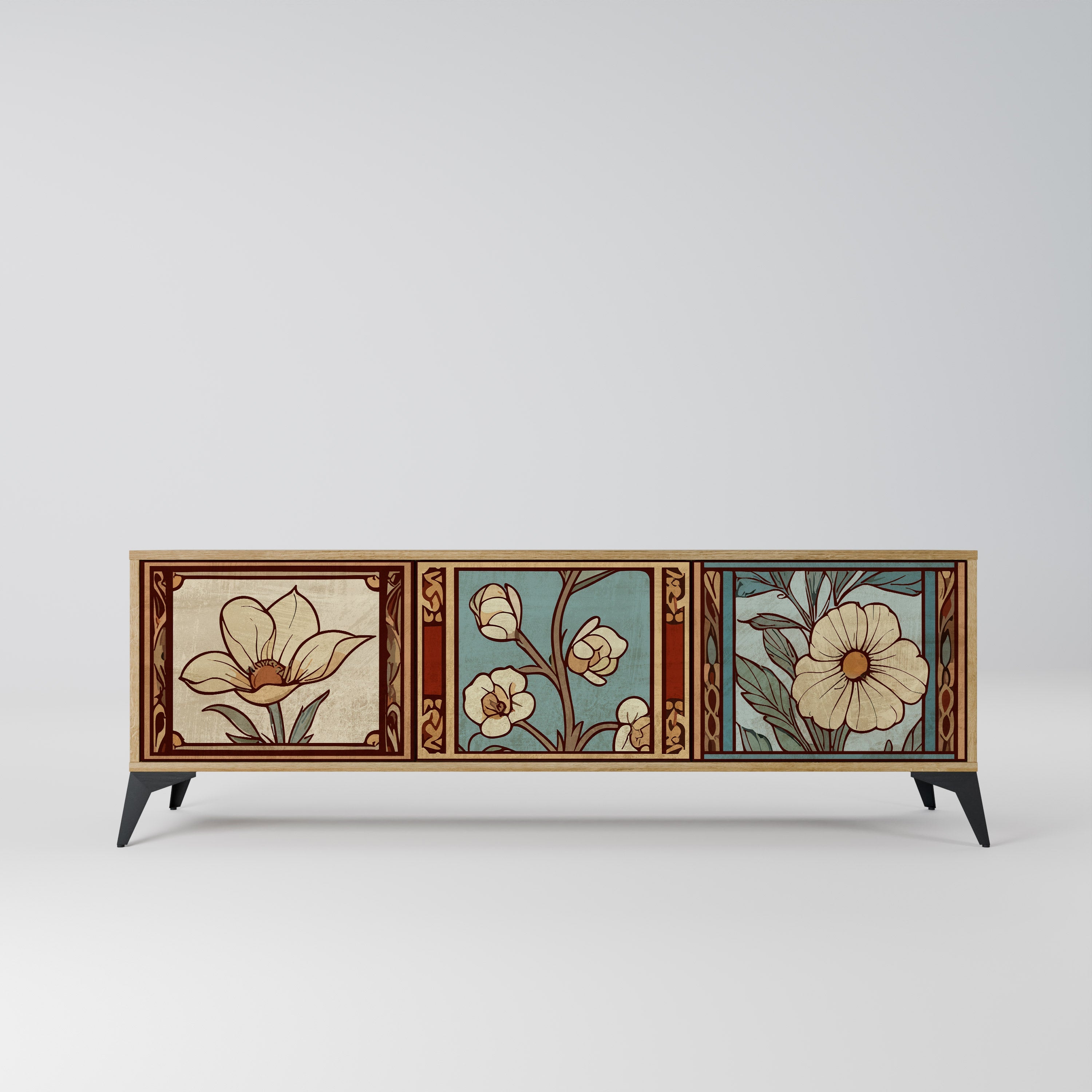 Meuble TV 3 portes TIMELESS FLORA effet chêne