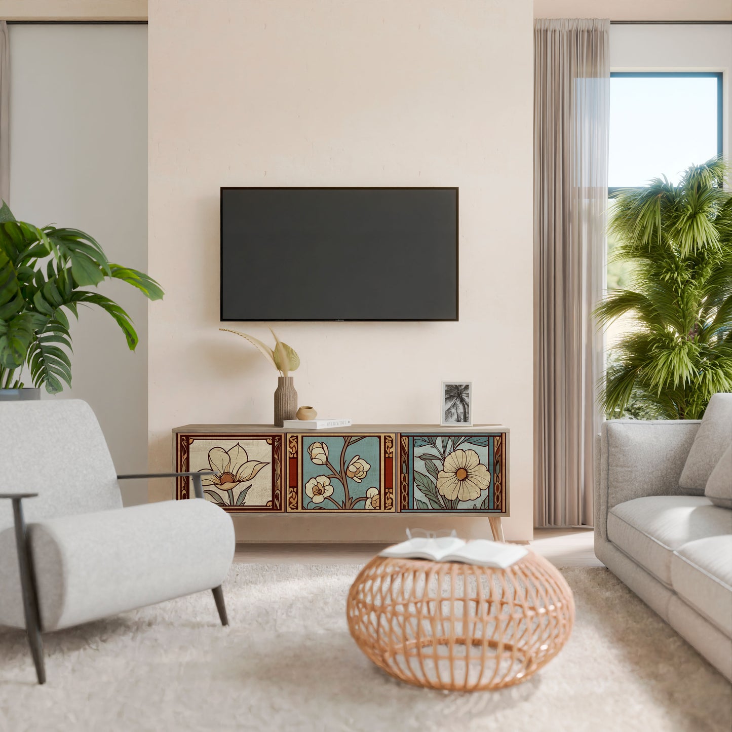 TIMELESS FLORA 3-Door TV Cabinet