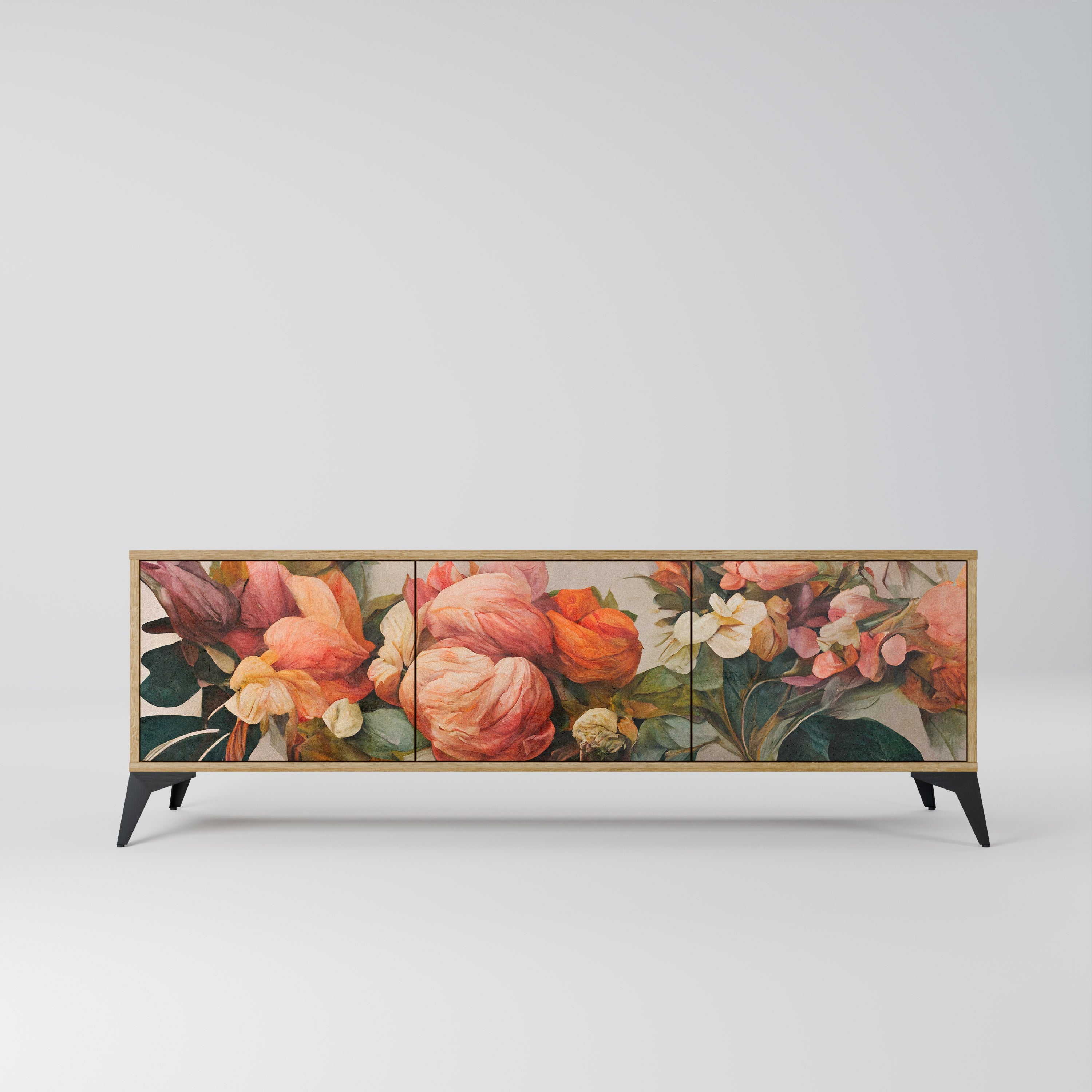 Meuble TV 3 portes STYLISH BEAUTY effet chêne