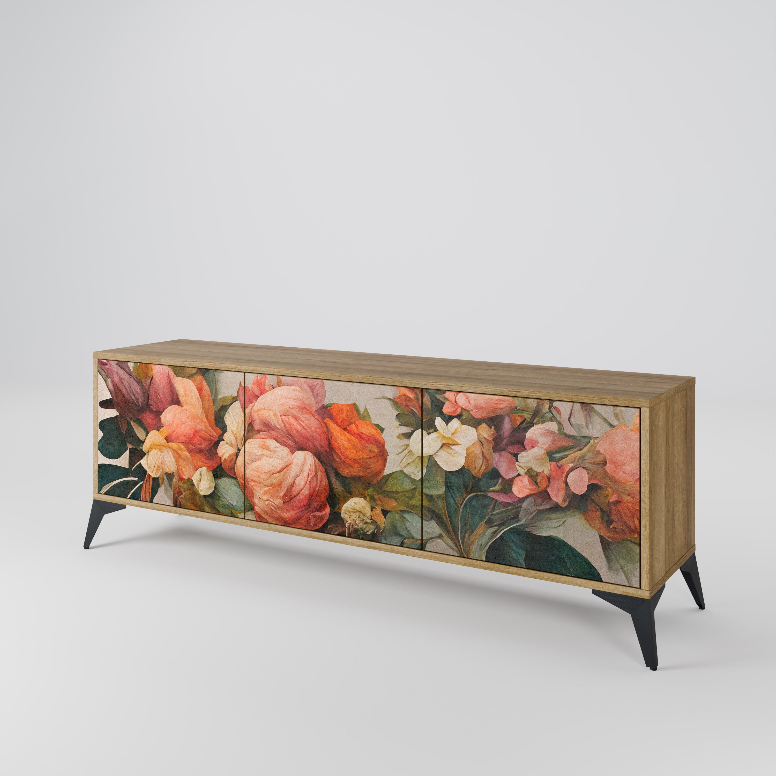 Meuble TV 3 portes STYLISH BEAUTY effet chêne