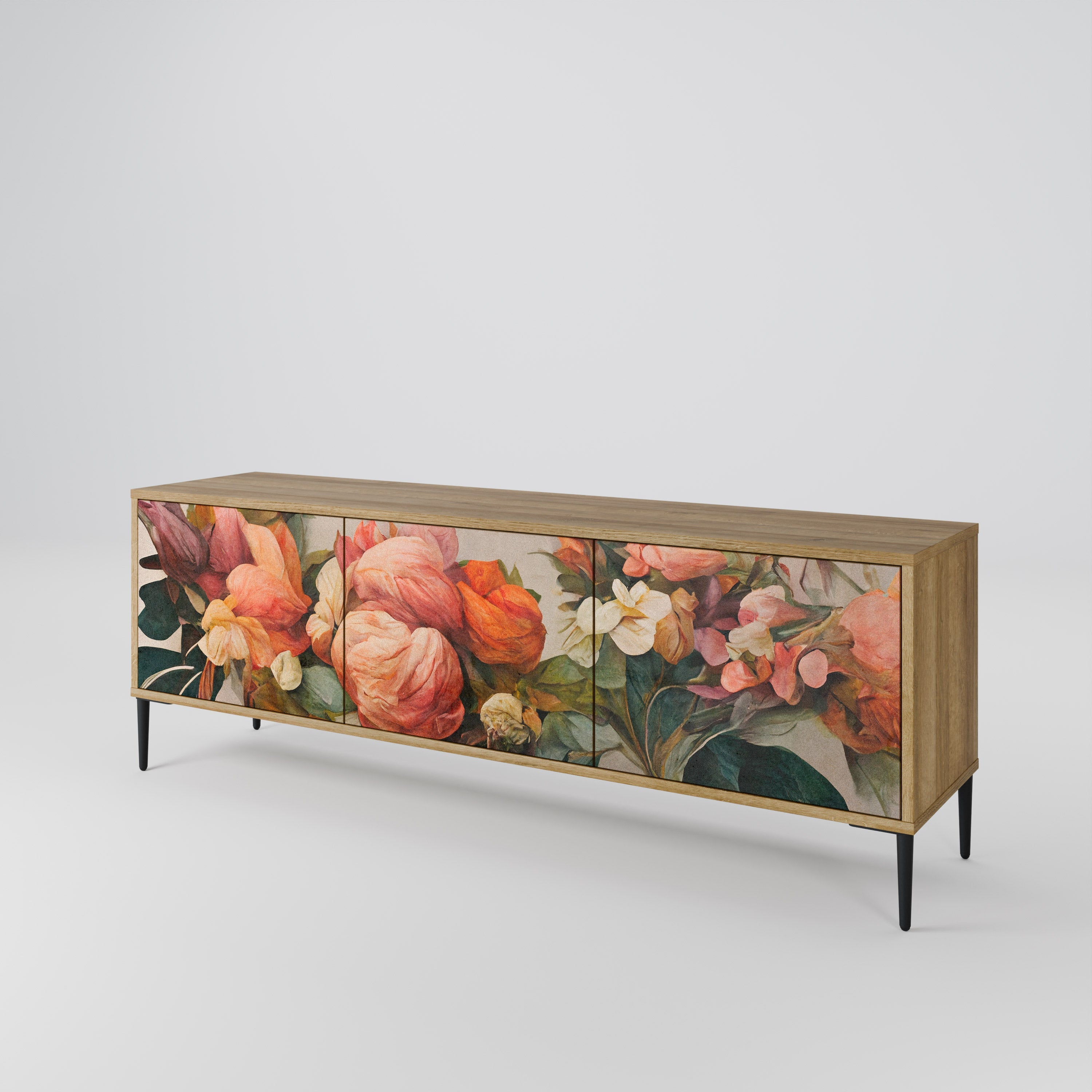 Meuble TV 3 portes STYLISH BEAUTY effet chêne