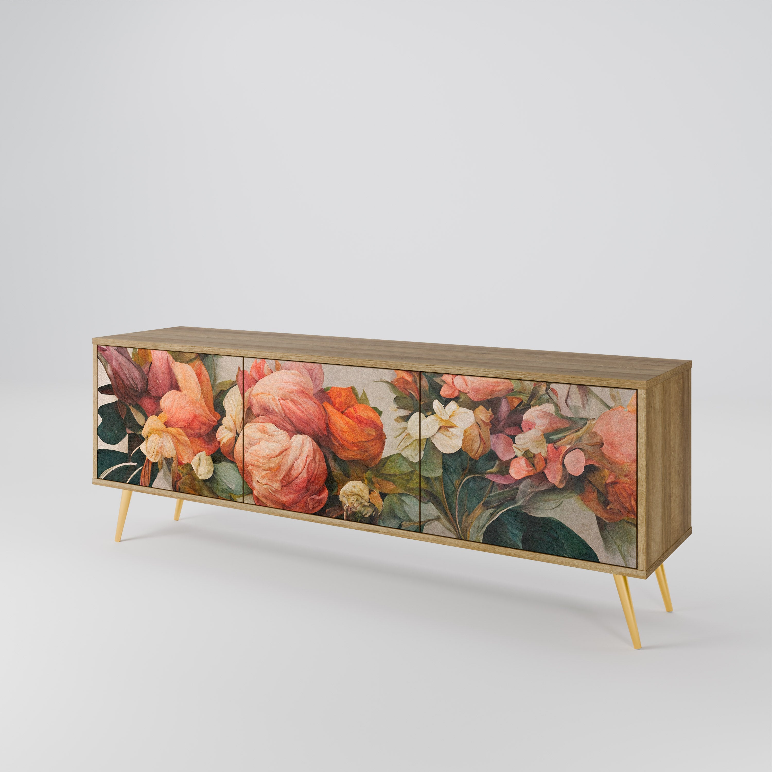 Meuble TV 3 portes STYLISH BEAUTY effet chêne