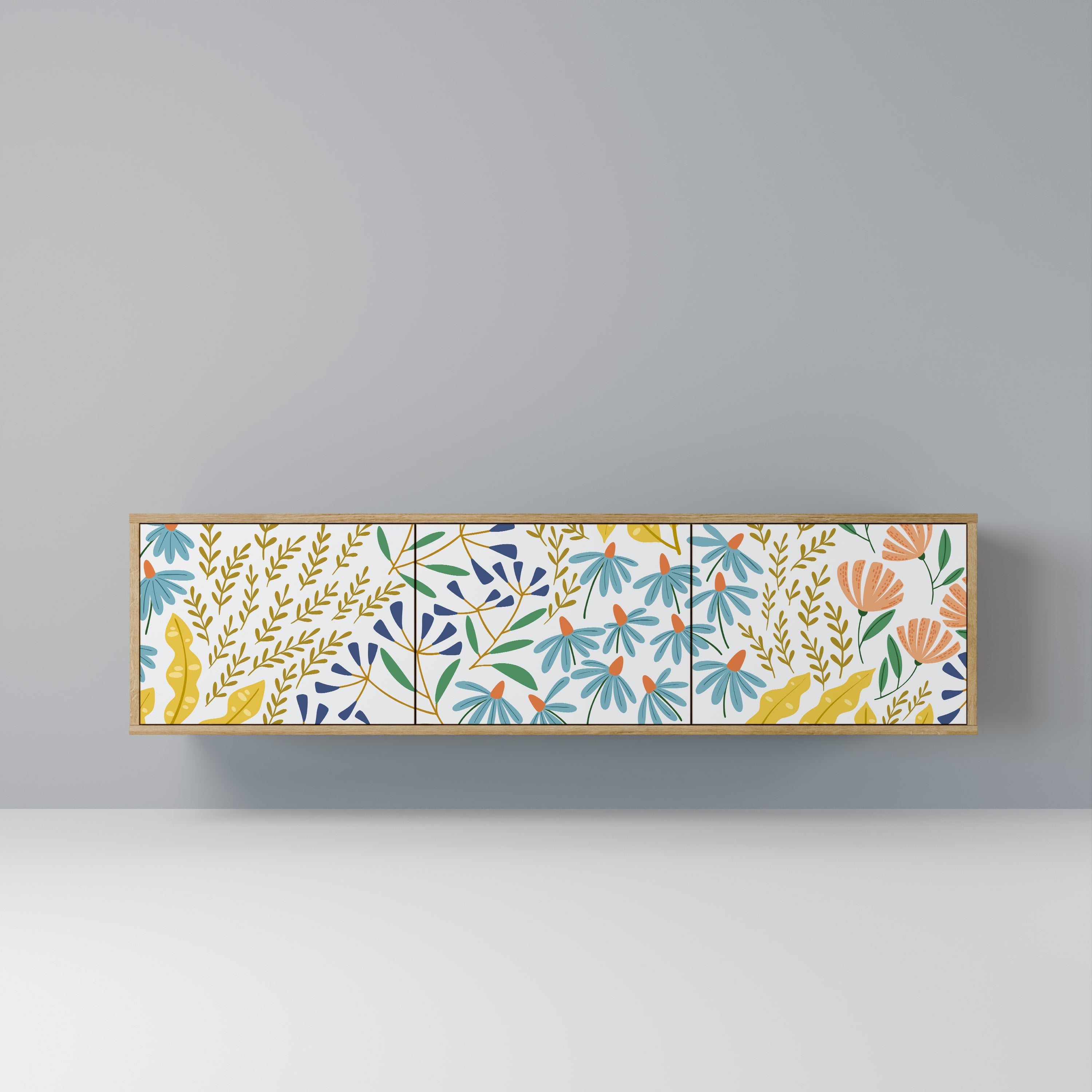 Meuble TV 3 portes HELLO SPRING effet chêne