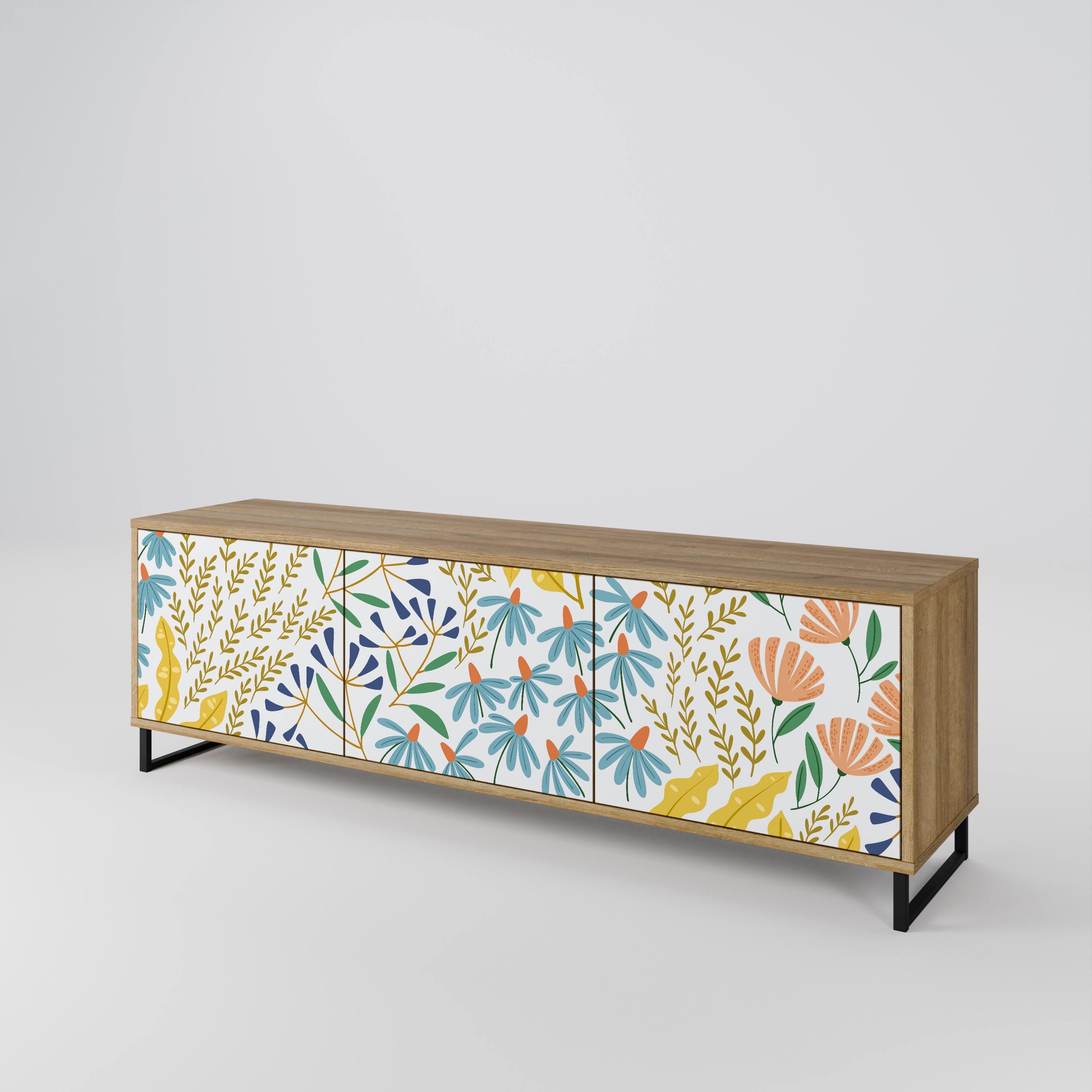 Meuble TV 3 portes HELLO SPRING effet chêne