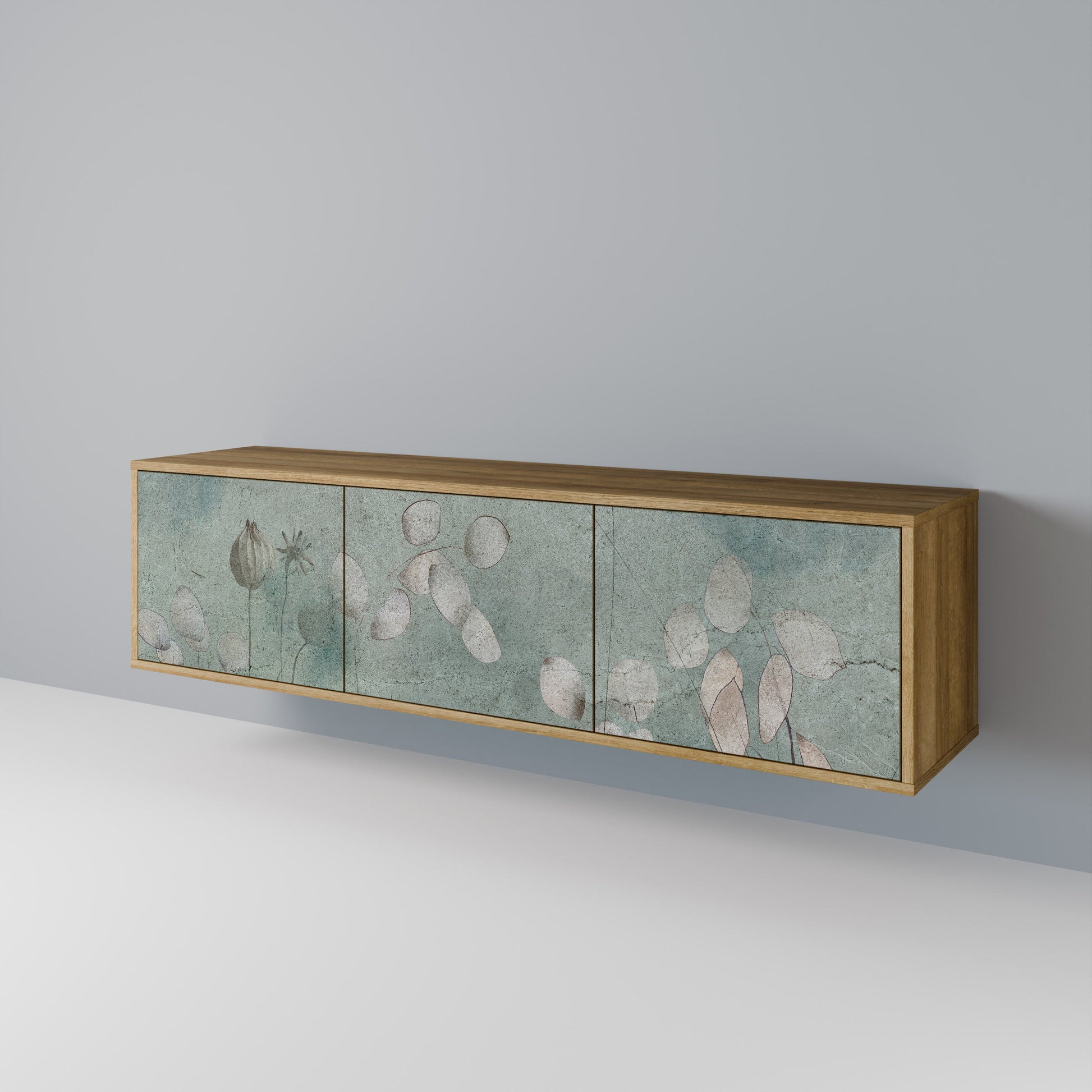 NIGHT LADY 3-Door TV Stand in Oak Effect