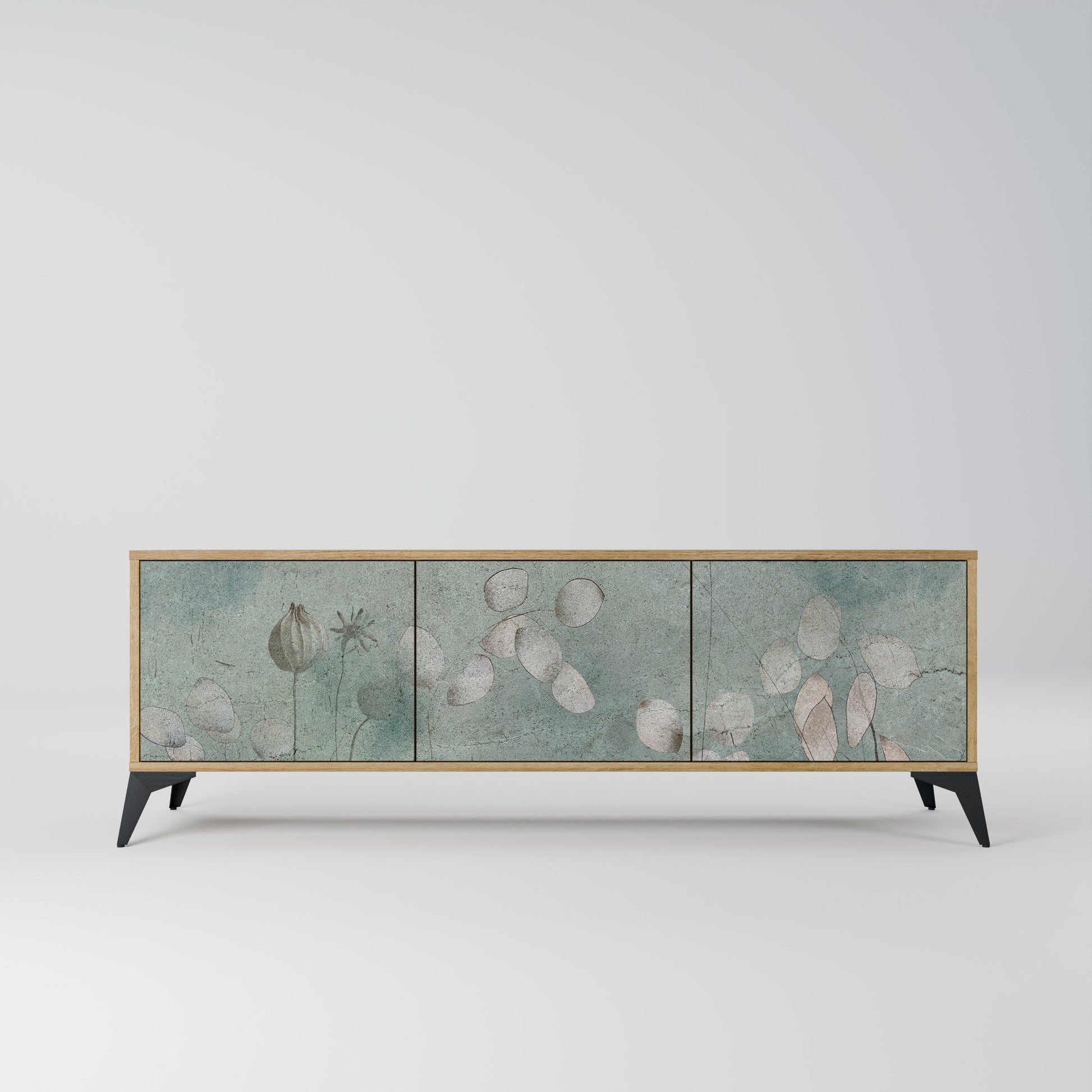 NIGHT LADY 3-Door TV Stand in Oak Effect
