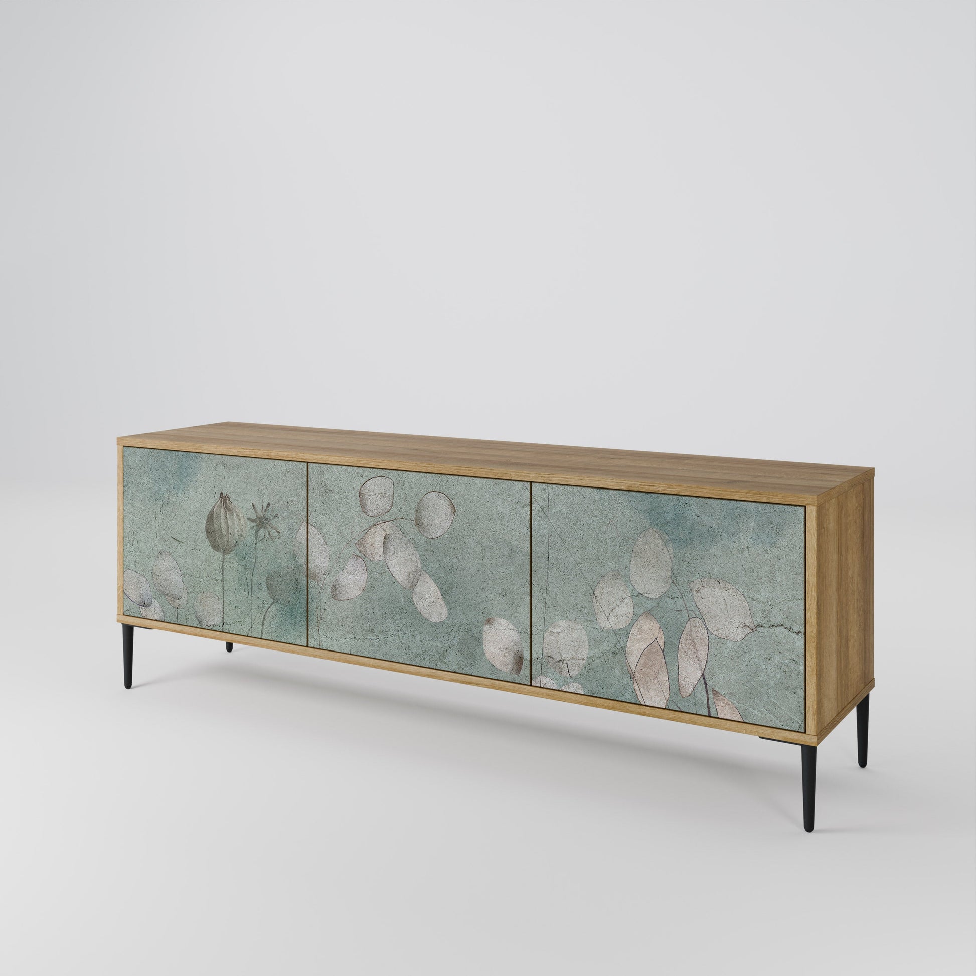 NIGHT LADY 3-Door TV Stand in Oak Effect