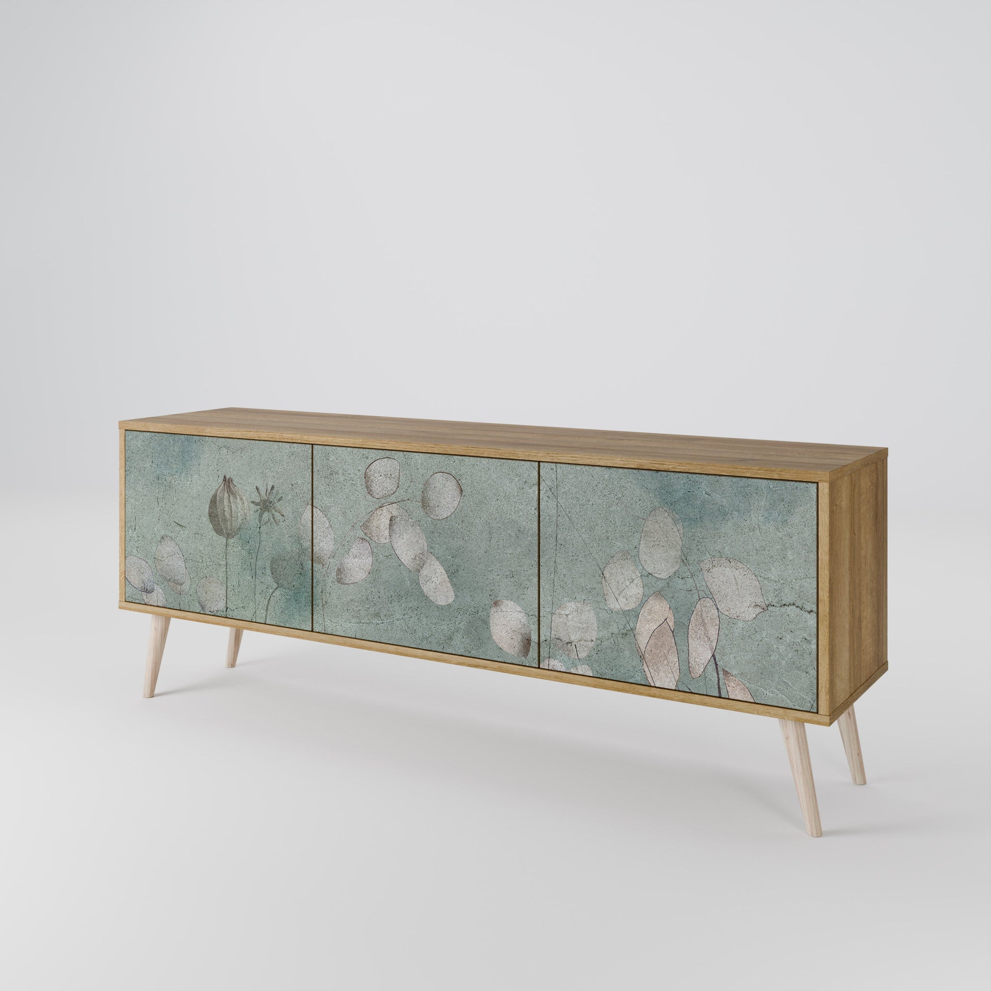 NIGHT LADY 3-Door TV Stand in Oak Effect