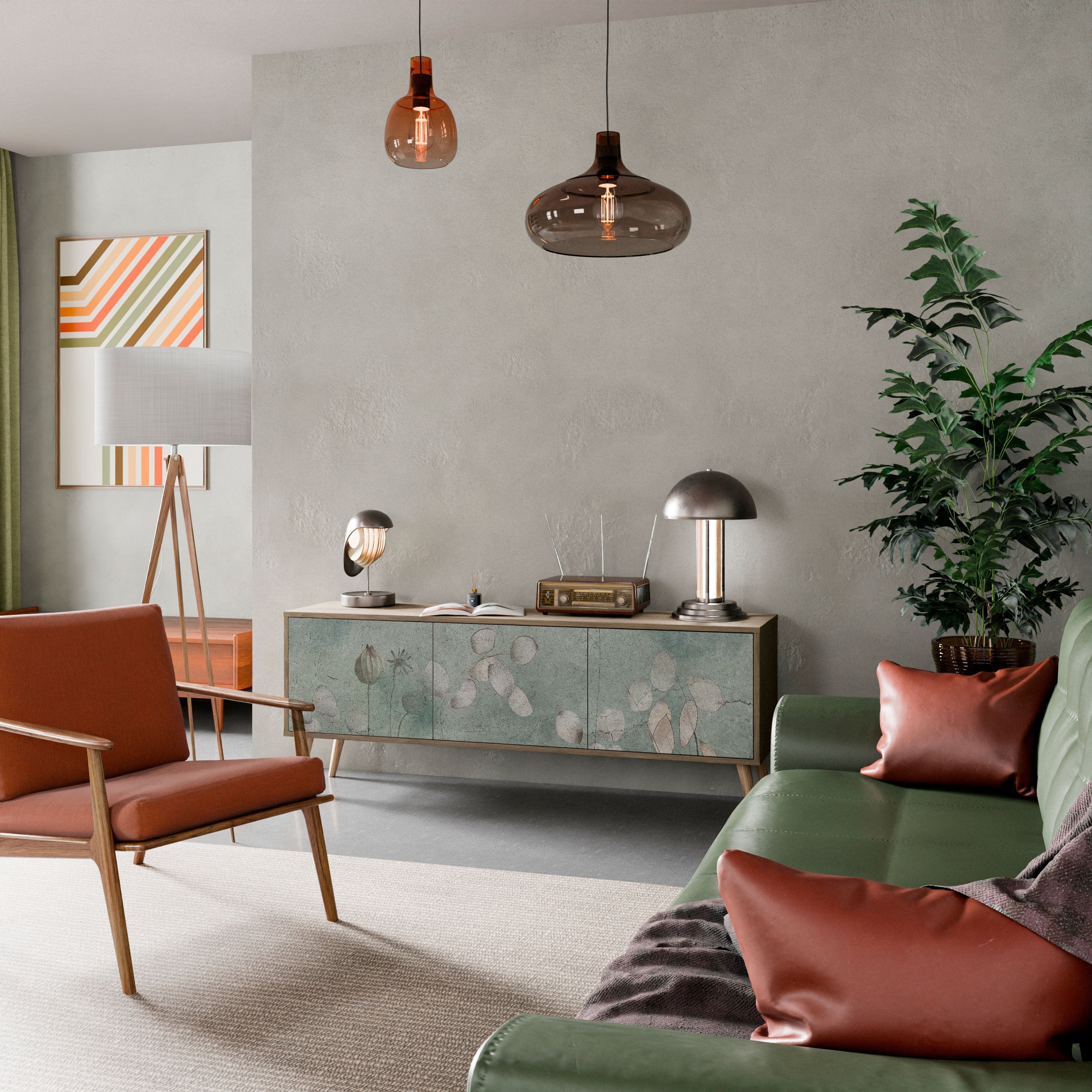 Meuble TV 3 portes NIGHT LADY effet chêne