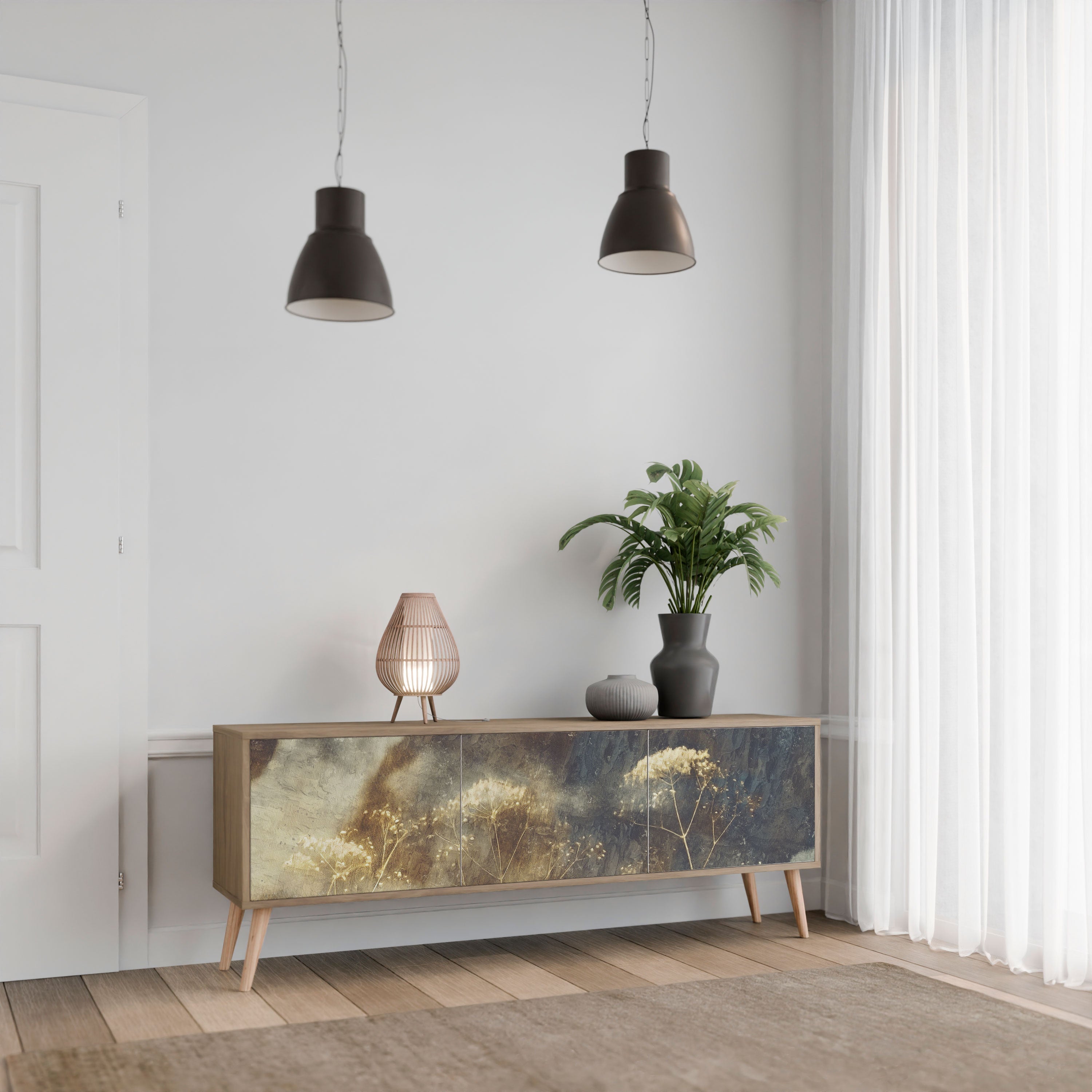 Meuble TV 3 portes GENTLE POWER effet chêne