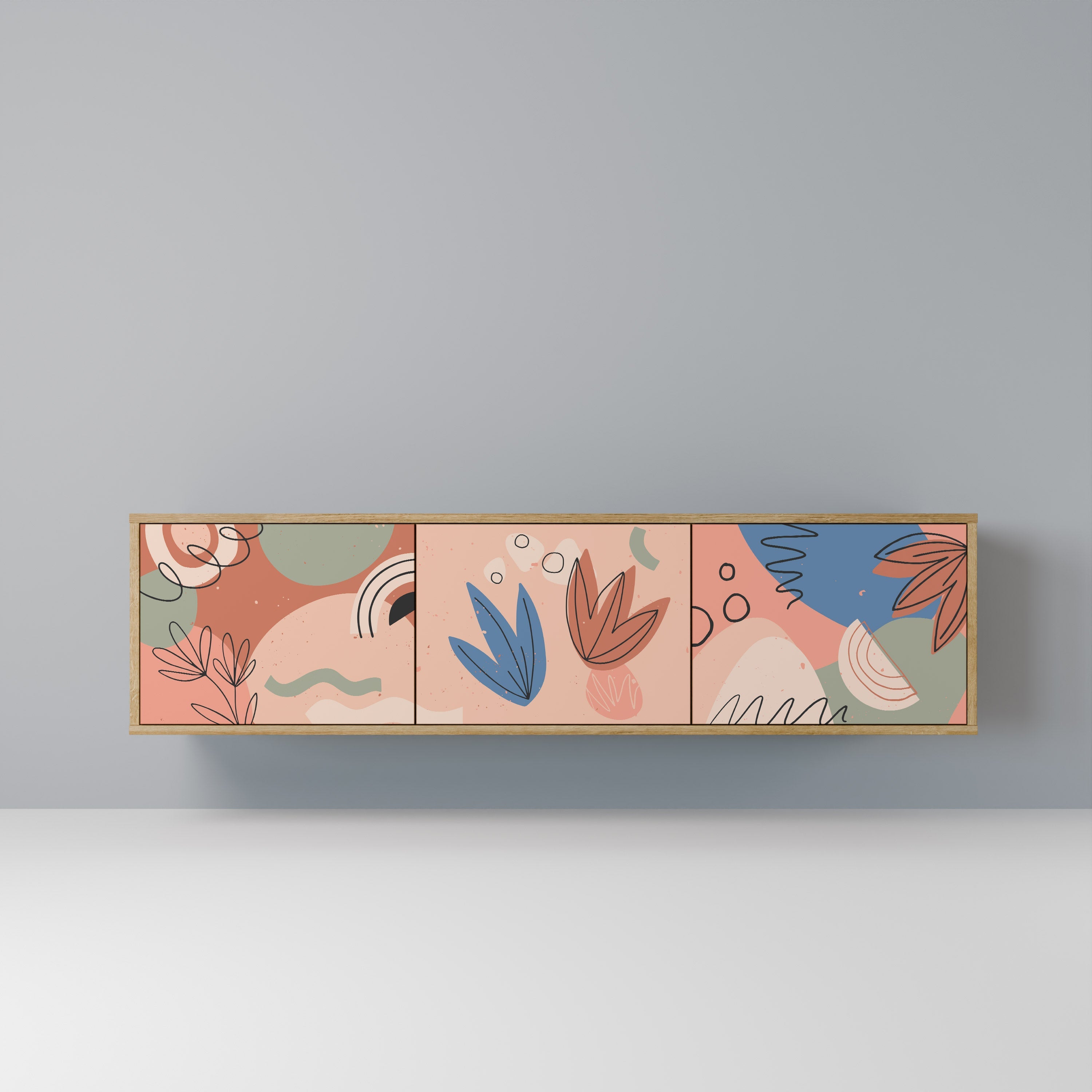 Meuble TV 3 portes PASTEL DESTINY effet chêne