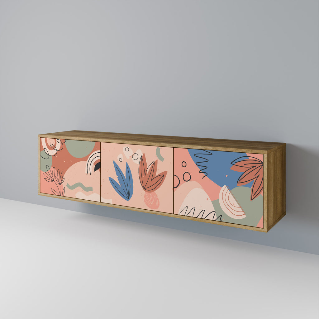 Meuble TV 3 portes PASTEL DESTINY effet chêne