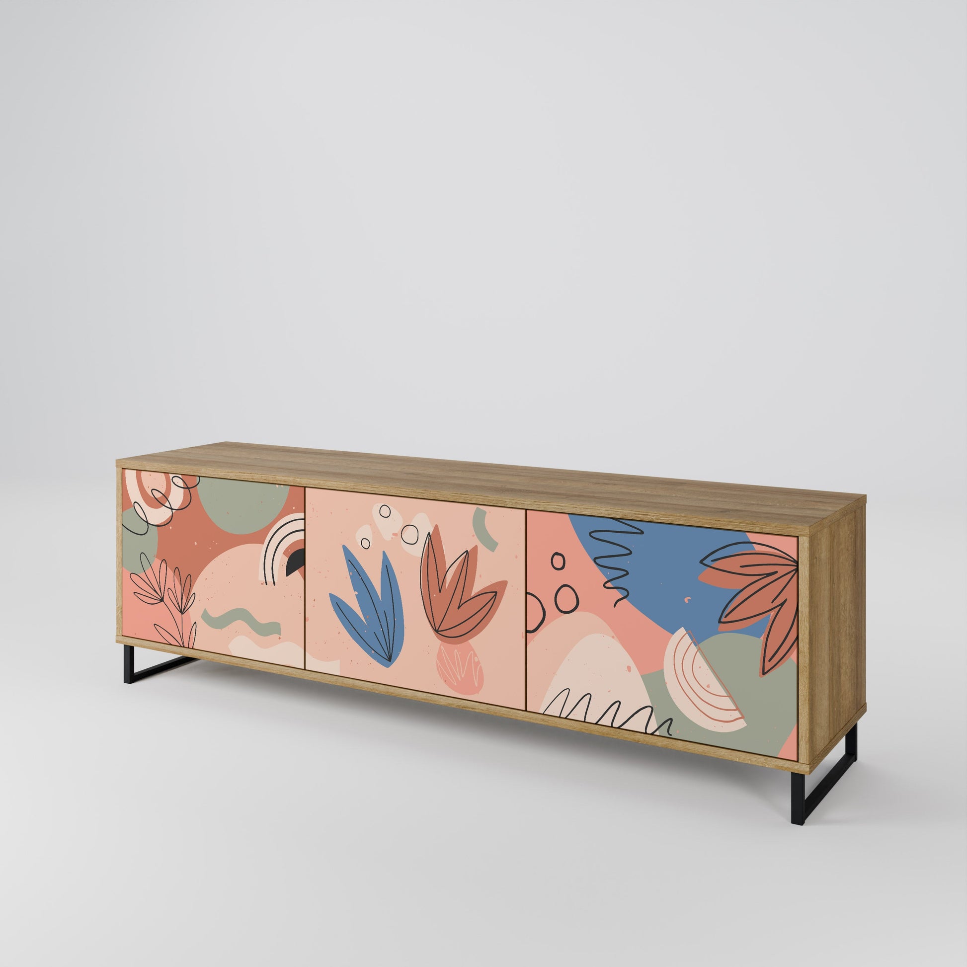 PASTEL DESTINY 3-Door TV Stand in Oak Effect