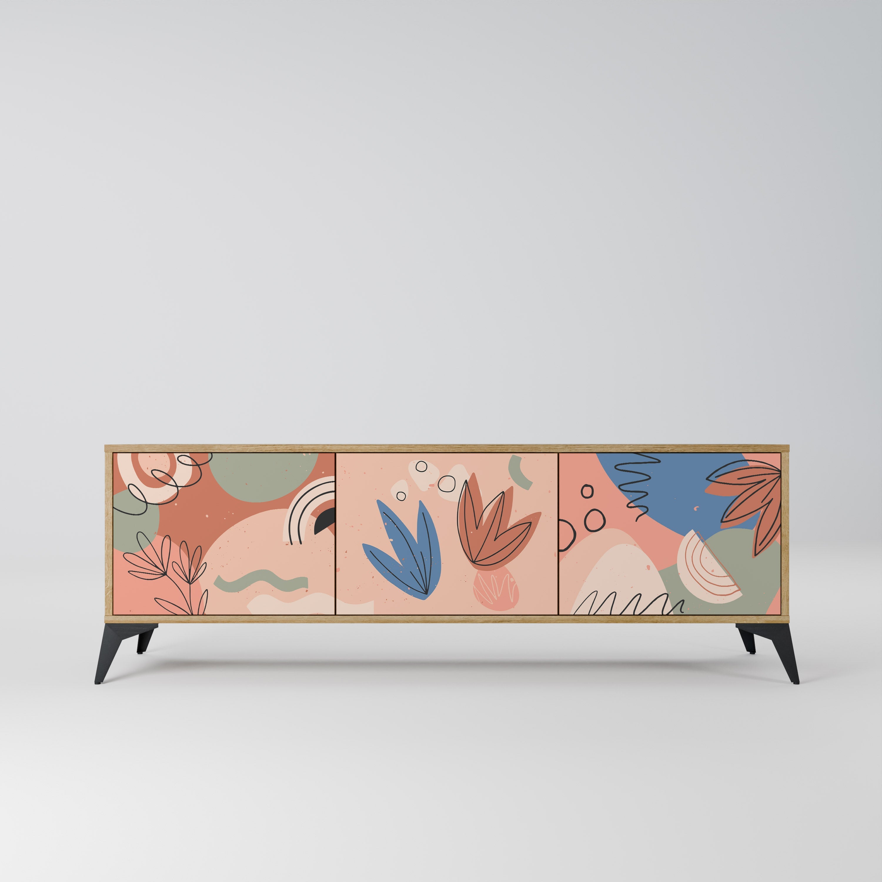 Meuble TV 3 portes PASTEL DESTINY effet chêne