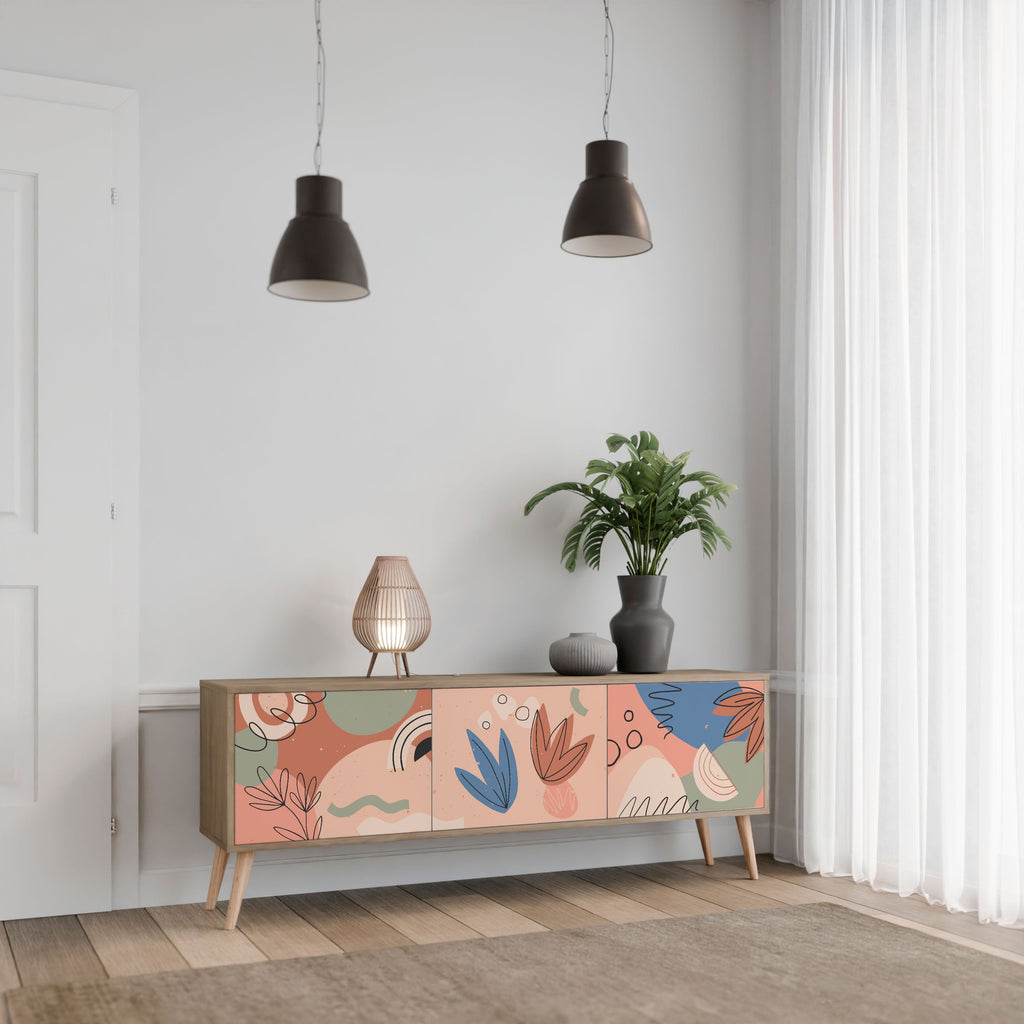 Meuble TV 3 portes PASTEL DESTINY effet chêne