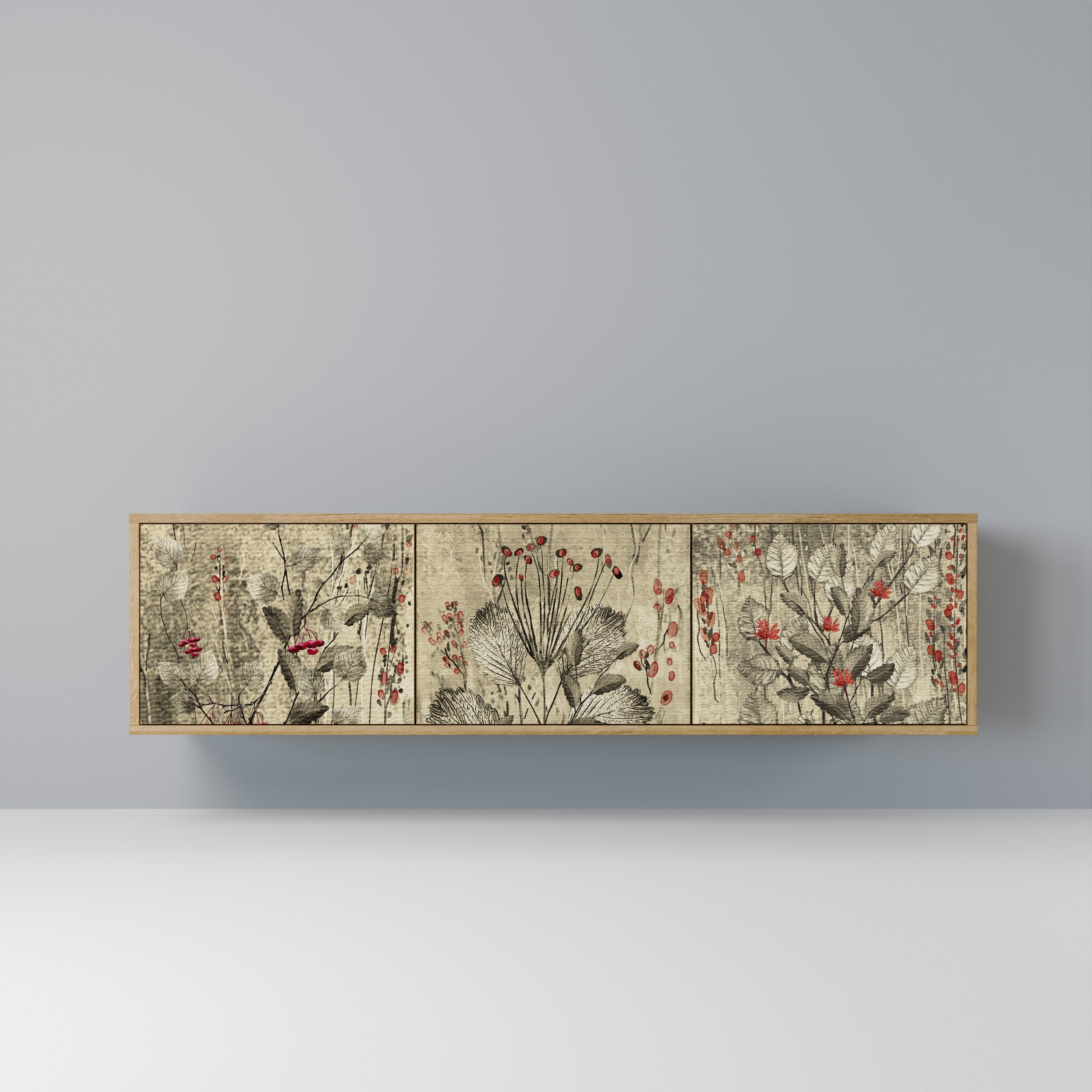 Meuble TV 3 portes HERBAL GRACE effet chêne