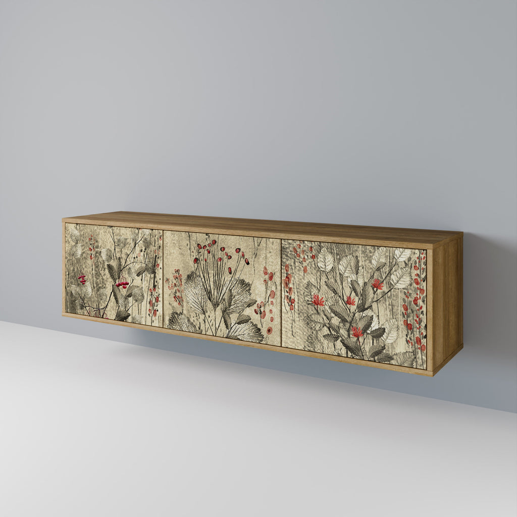 Meuble TV 3 portes HERBAL GRACE effet chêne