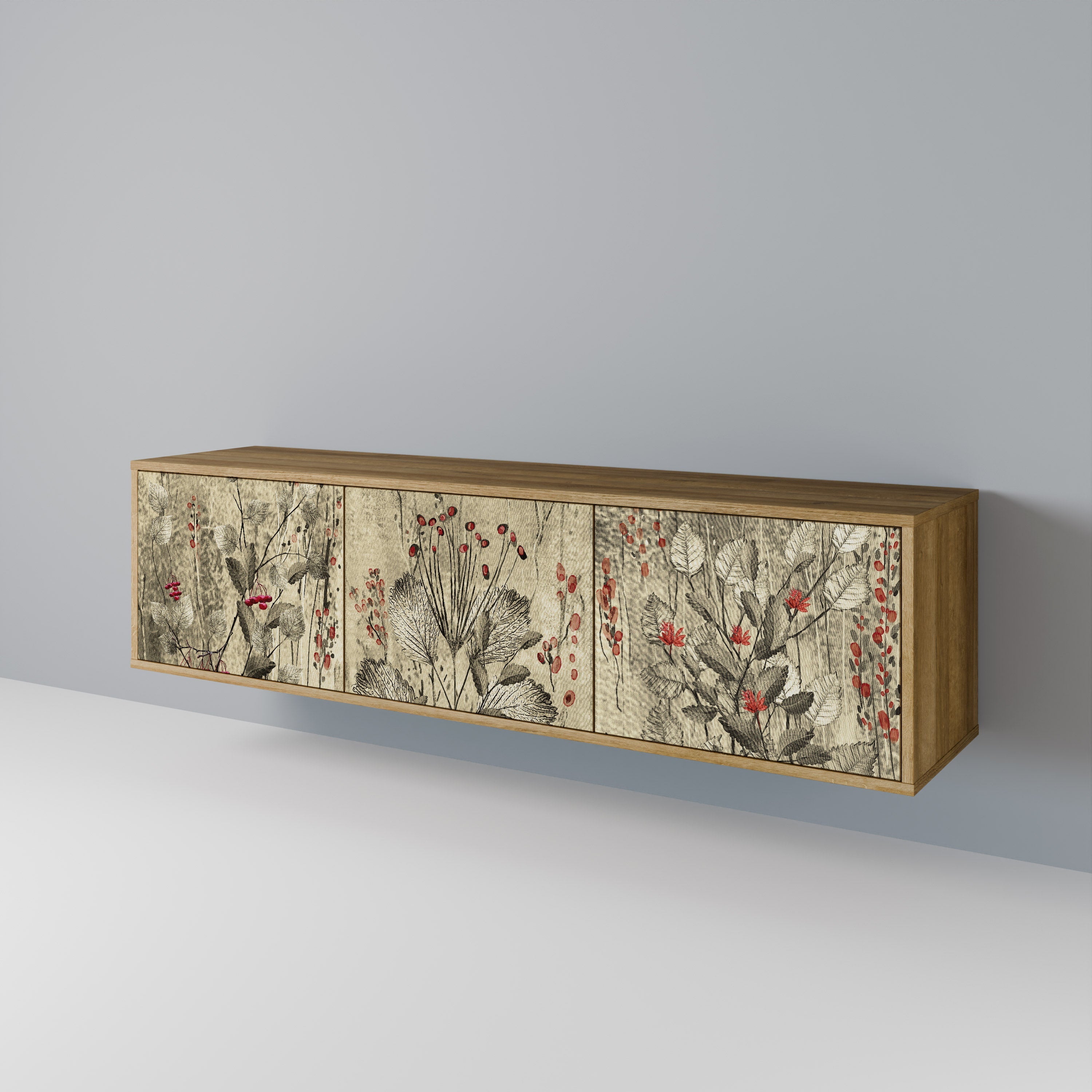 Meuble TV 3 portes HERBAL GRACE effet chêne