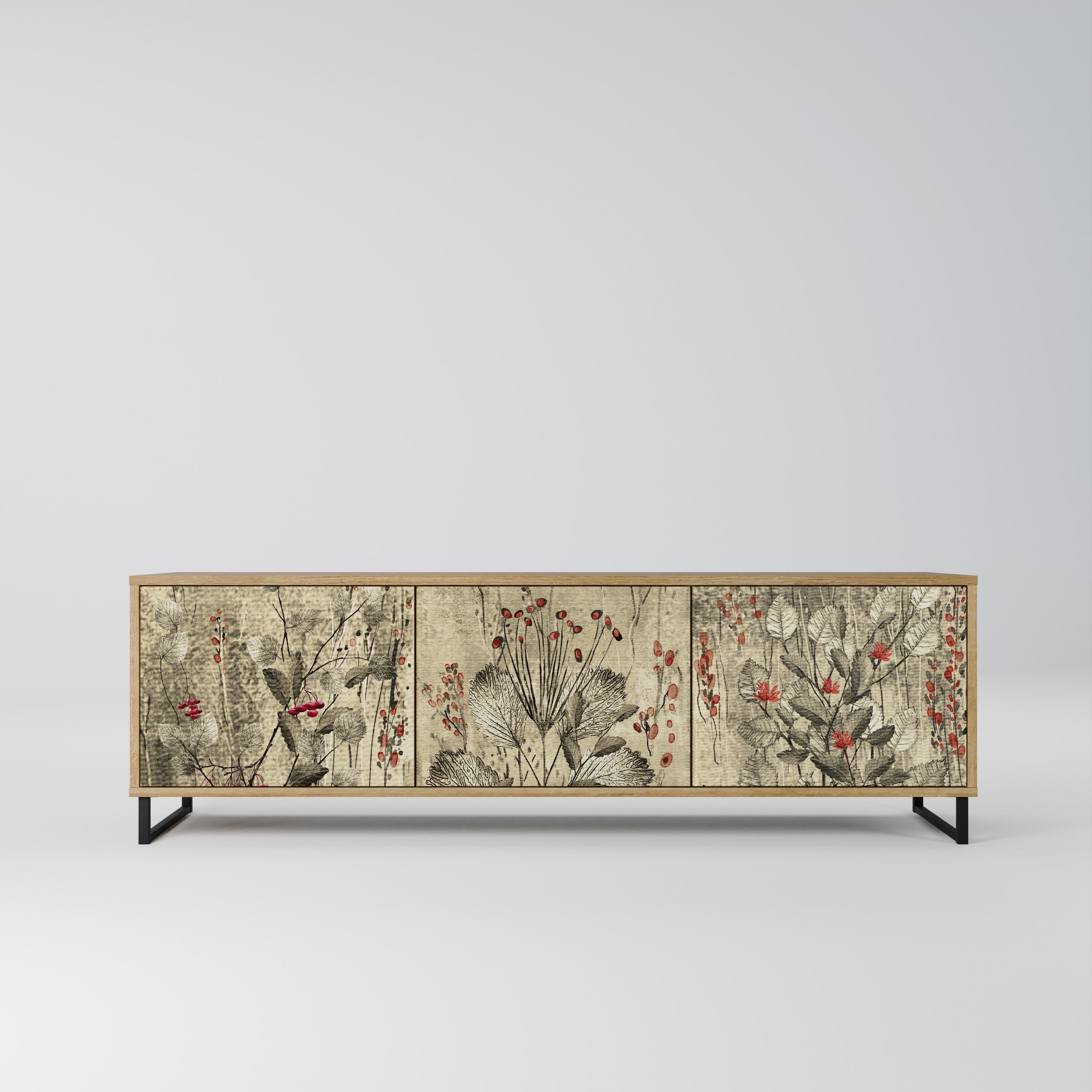 Meuble TV 3 portes HERBAL GRACE effet chêne