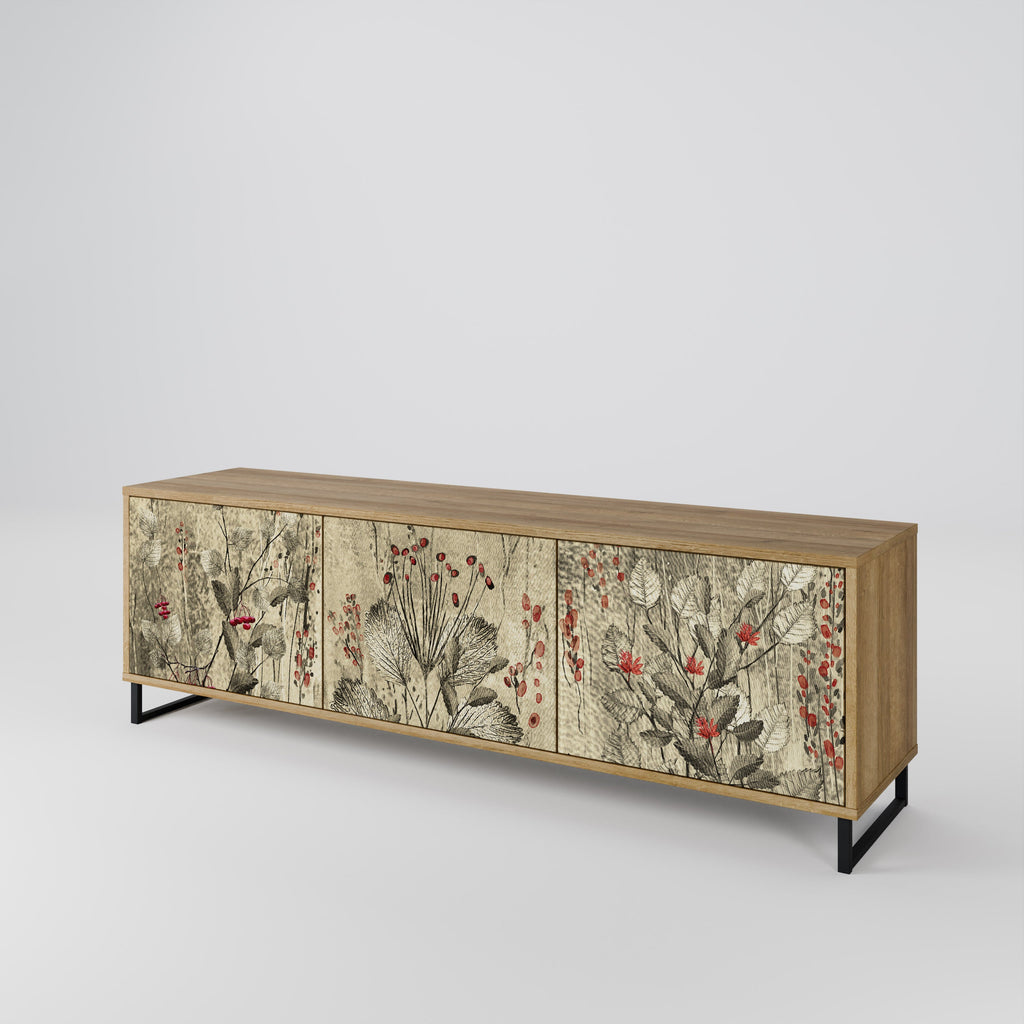 Meuble TV 3 portes HERBAL GRACE effet chêne