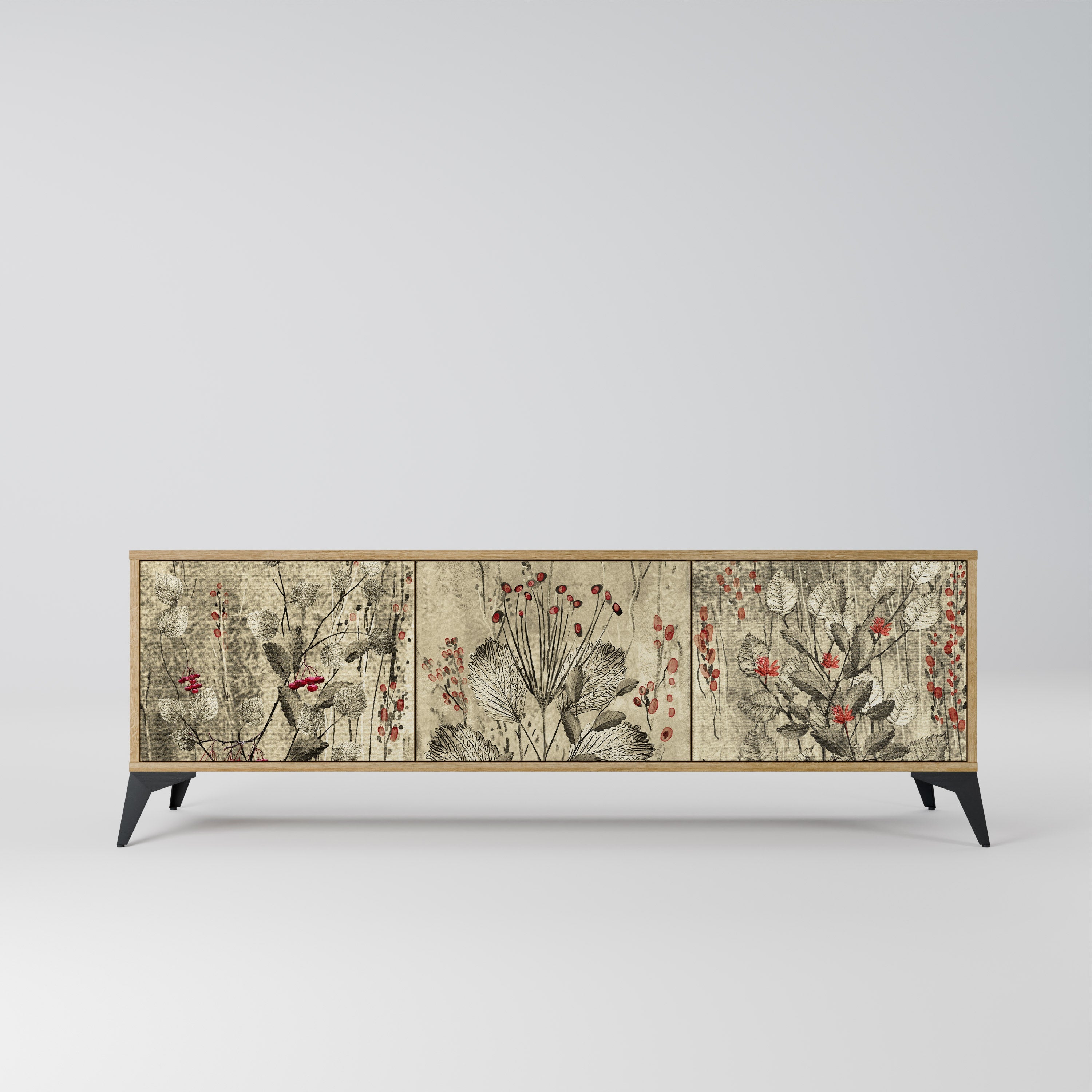 Meuble TV 3 portes HERBAL GRACE effet chêne