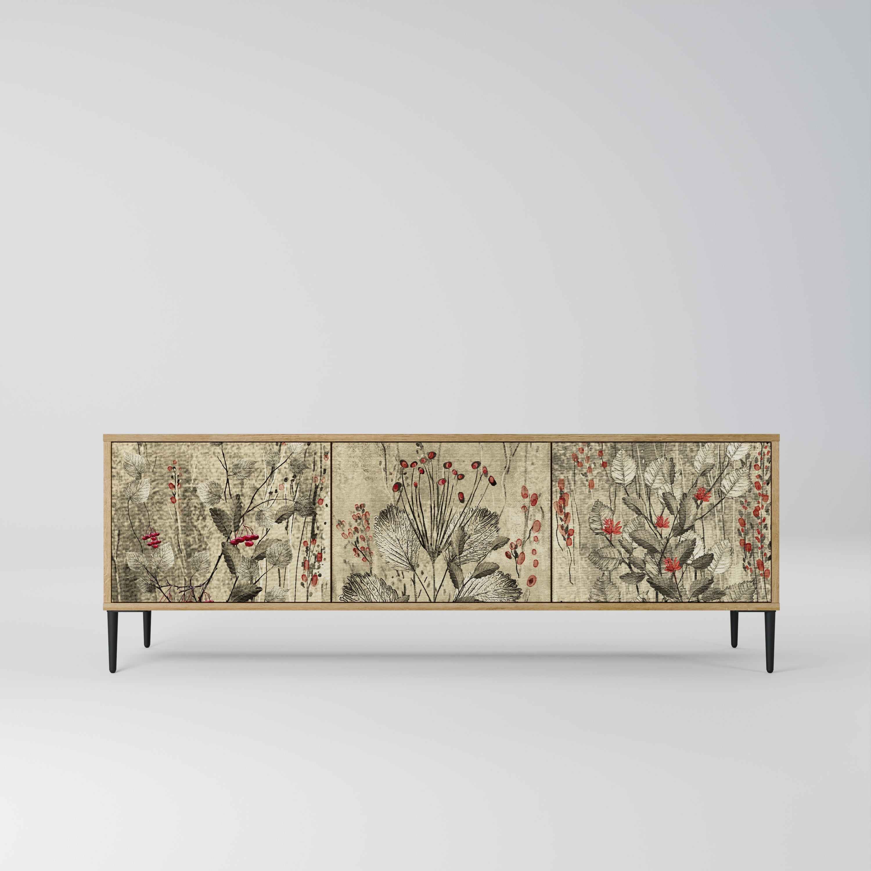 Meuble TV 3 portes HERBAL GRACE effet chêne