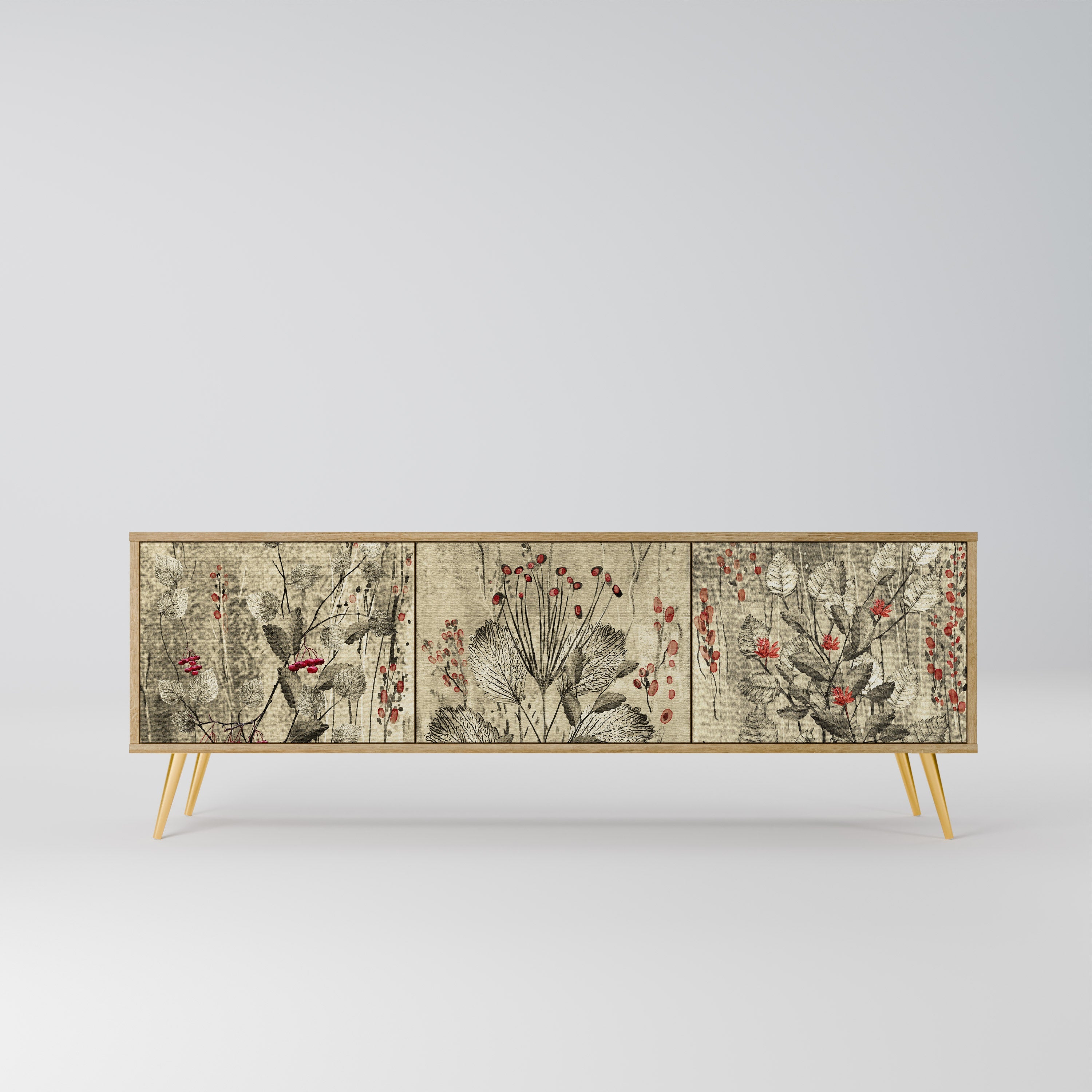 Meuble TV 3 portes HERBAL GRACE effet chêne