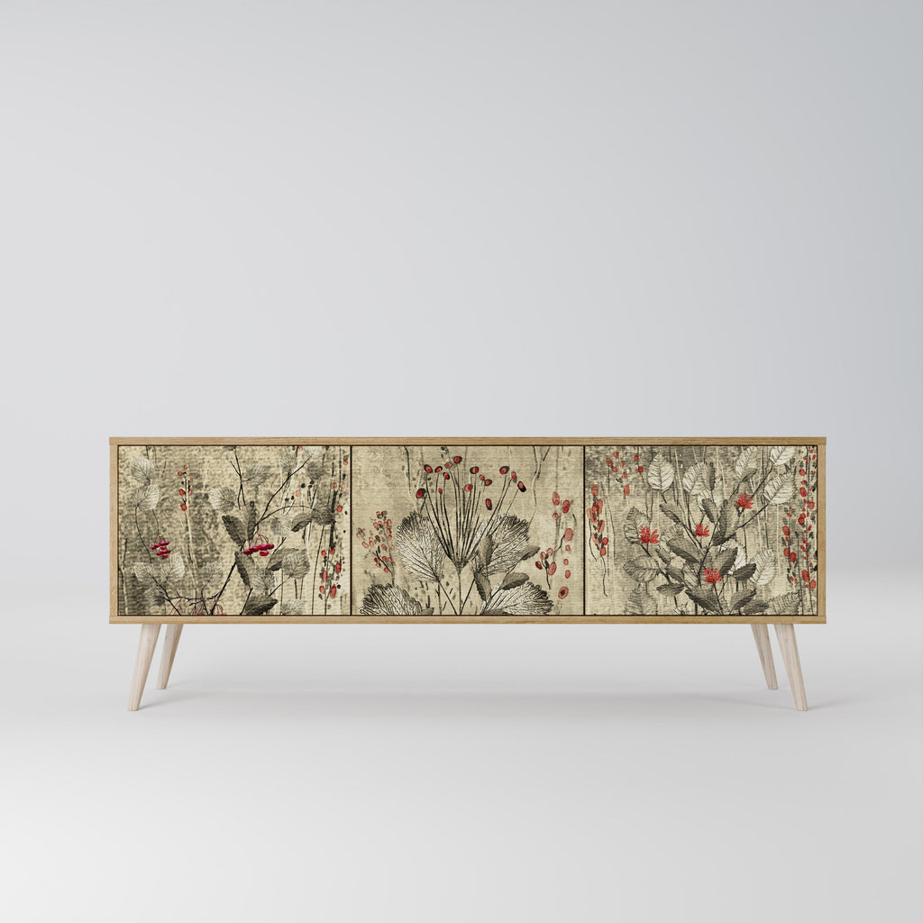 Meuble TV 3 portes HERBAL GRACE effet chêne