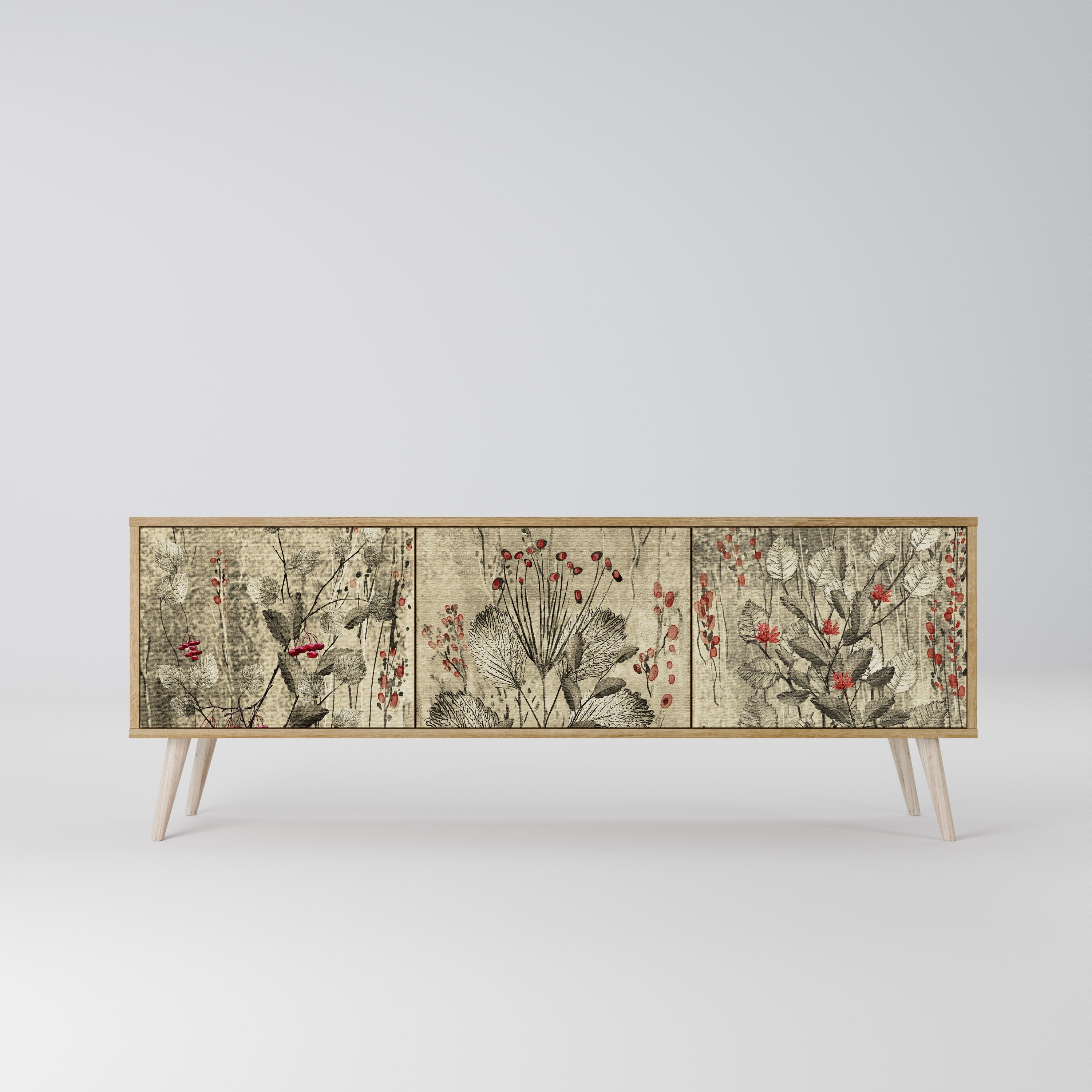 Meuble TV 3 portes HERBAL GRACE effet chêne