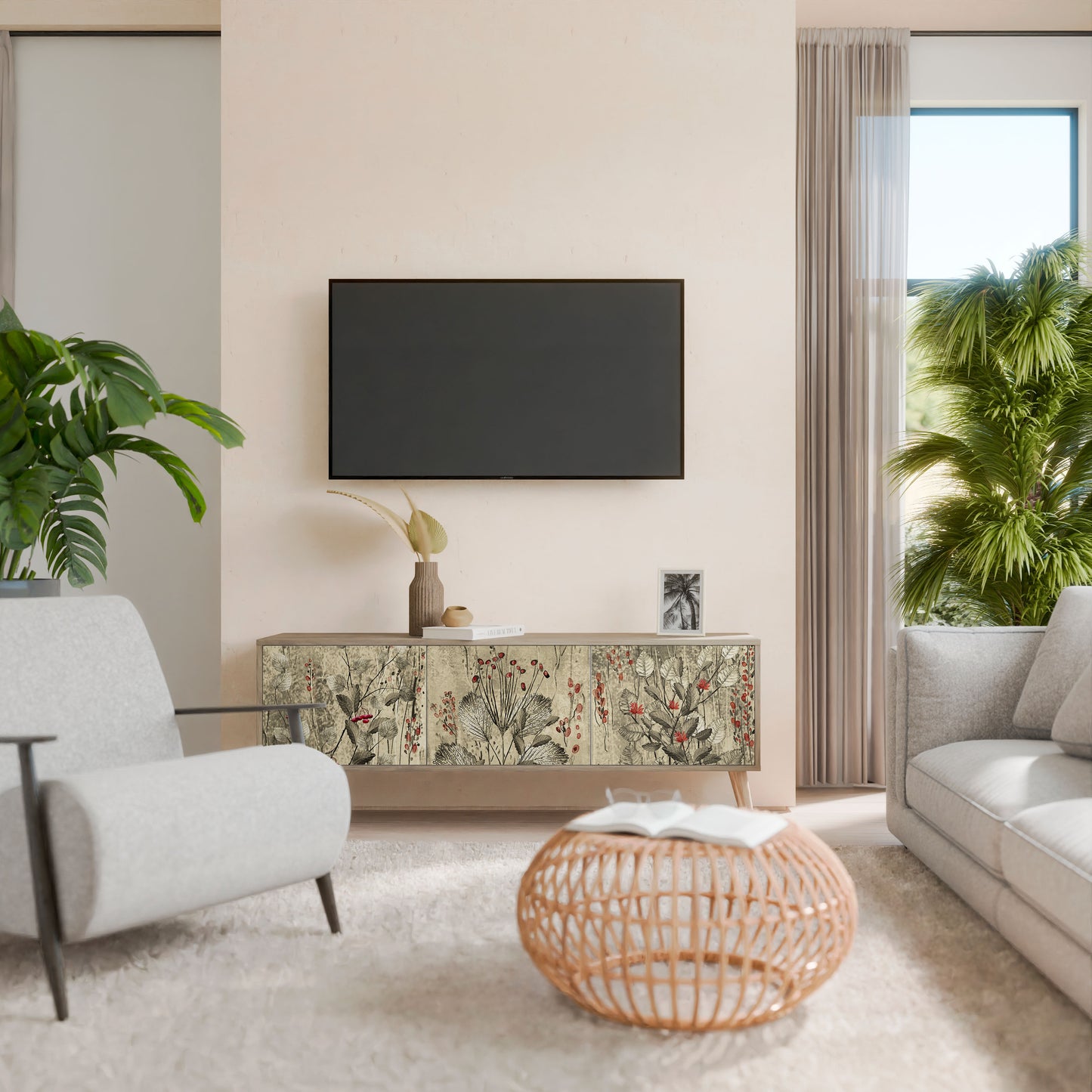 HERBAL GRACE 3-Door TV Cabinet