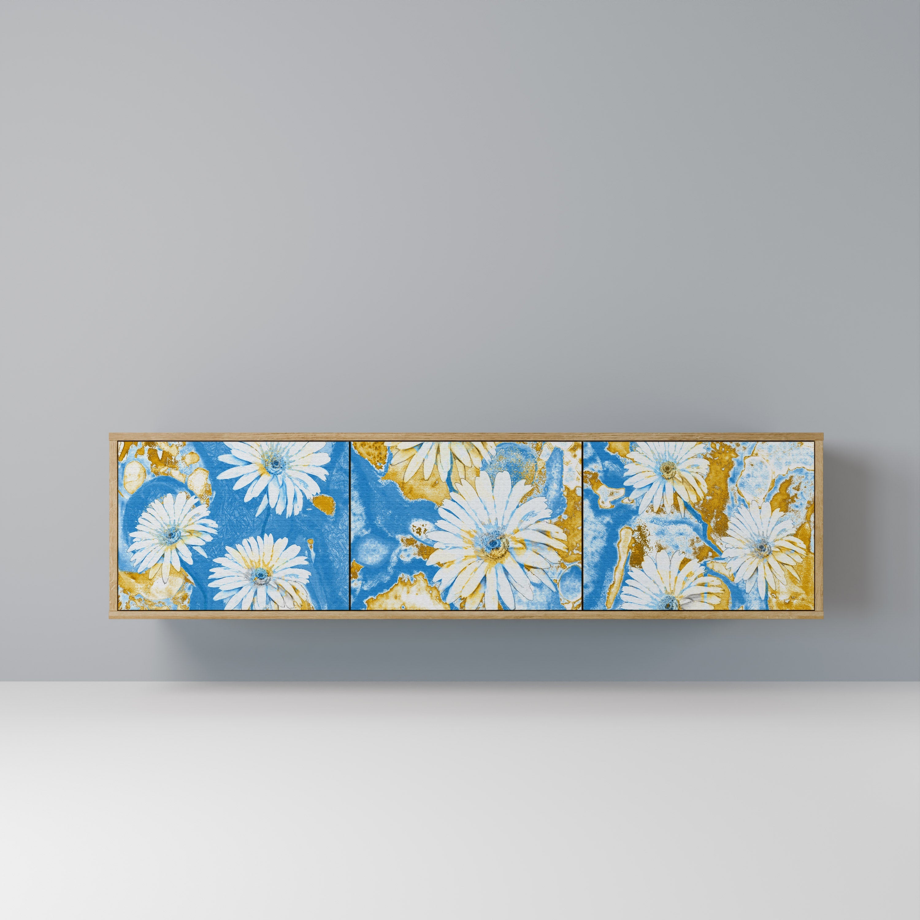 Meuble TV 3 portes DAISY LUXE effet chêne