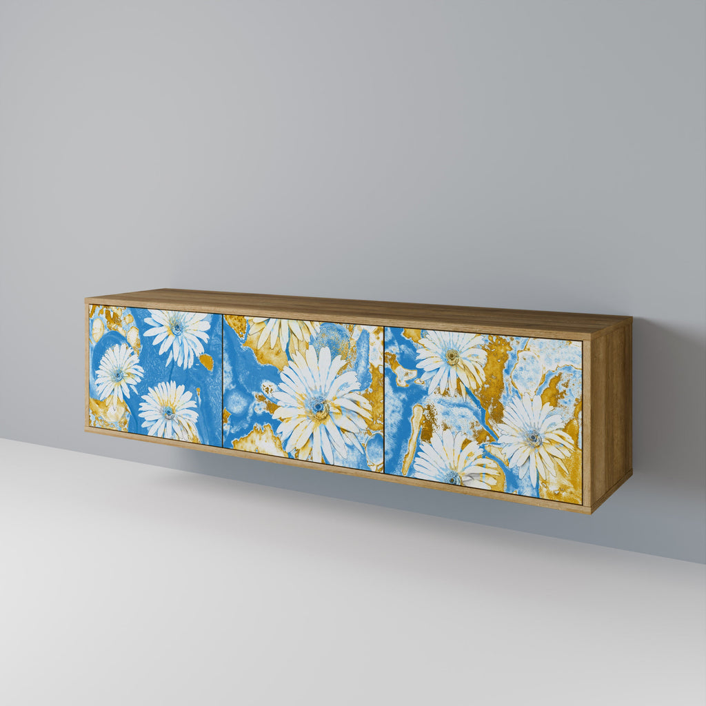 Meuble TV 3 portes DAISY LUXE effet chêne