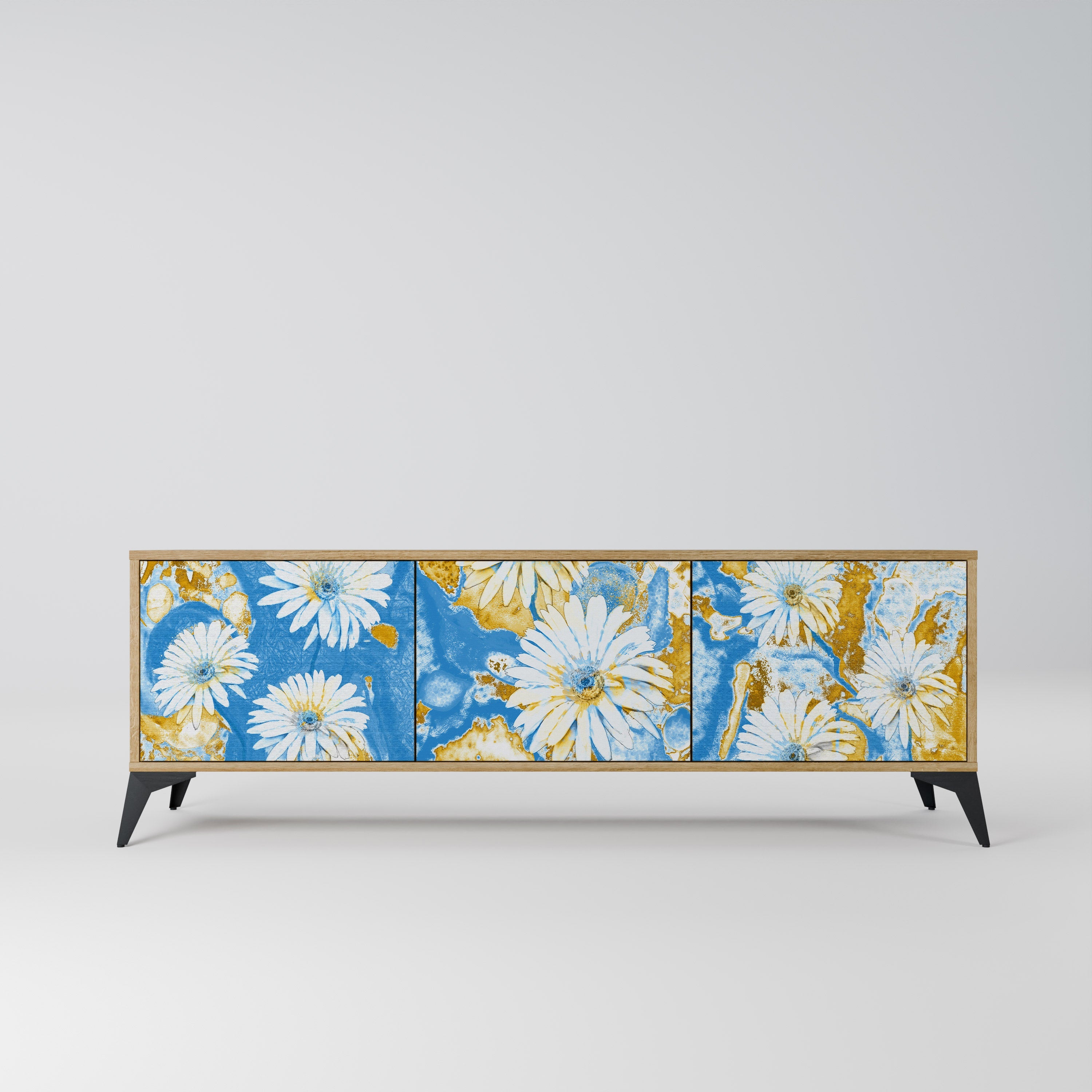 Meuble TV 3 portes DAISY LUXE effet chêne