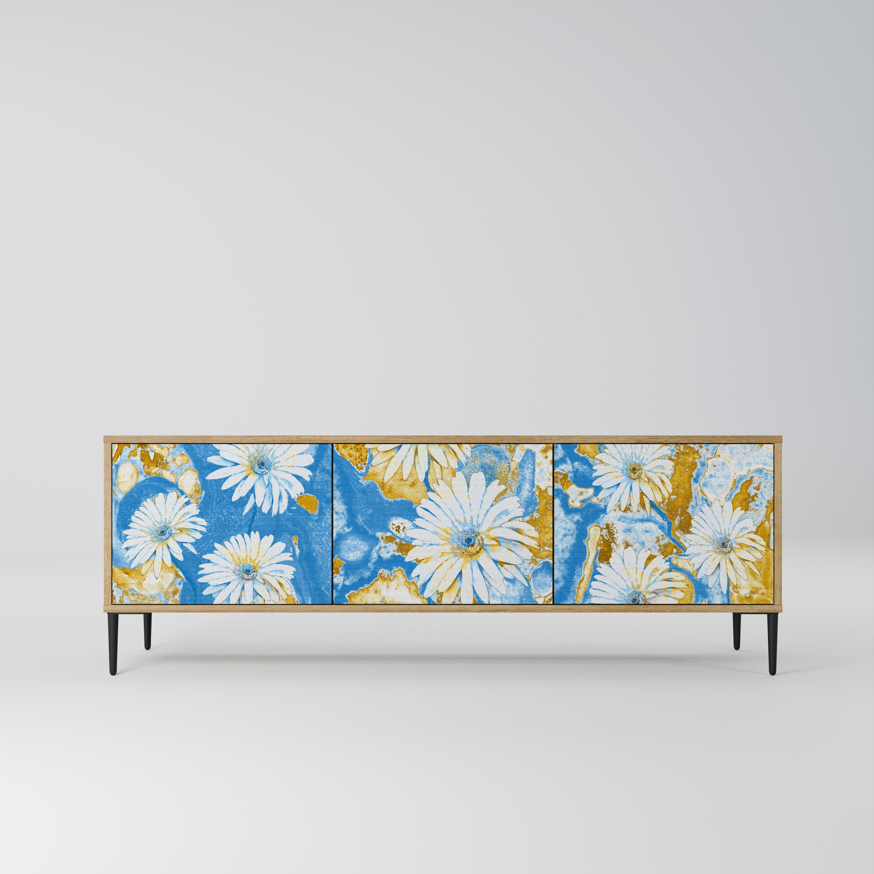 Meuble TV 3 portes DAISY LUXE effet chêne