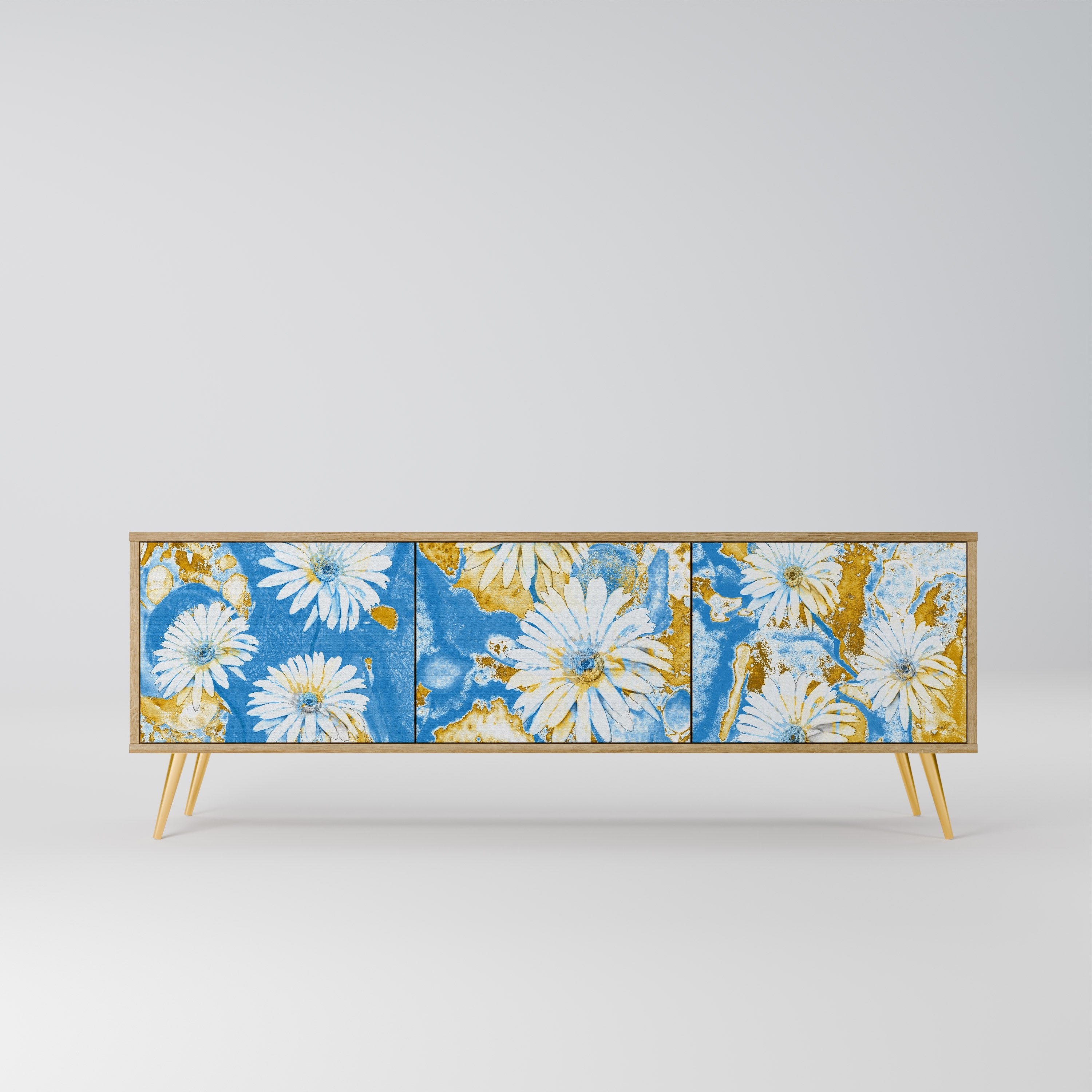 Meuble TV 3 portes DAISY LUXE effet chêne