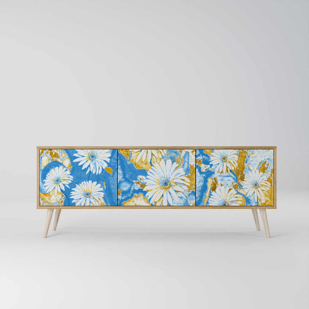 Meuble TV 3 portes DAISY LUXE effet chêne