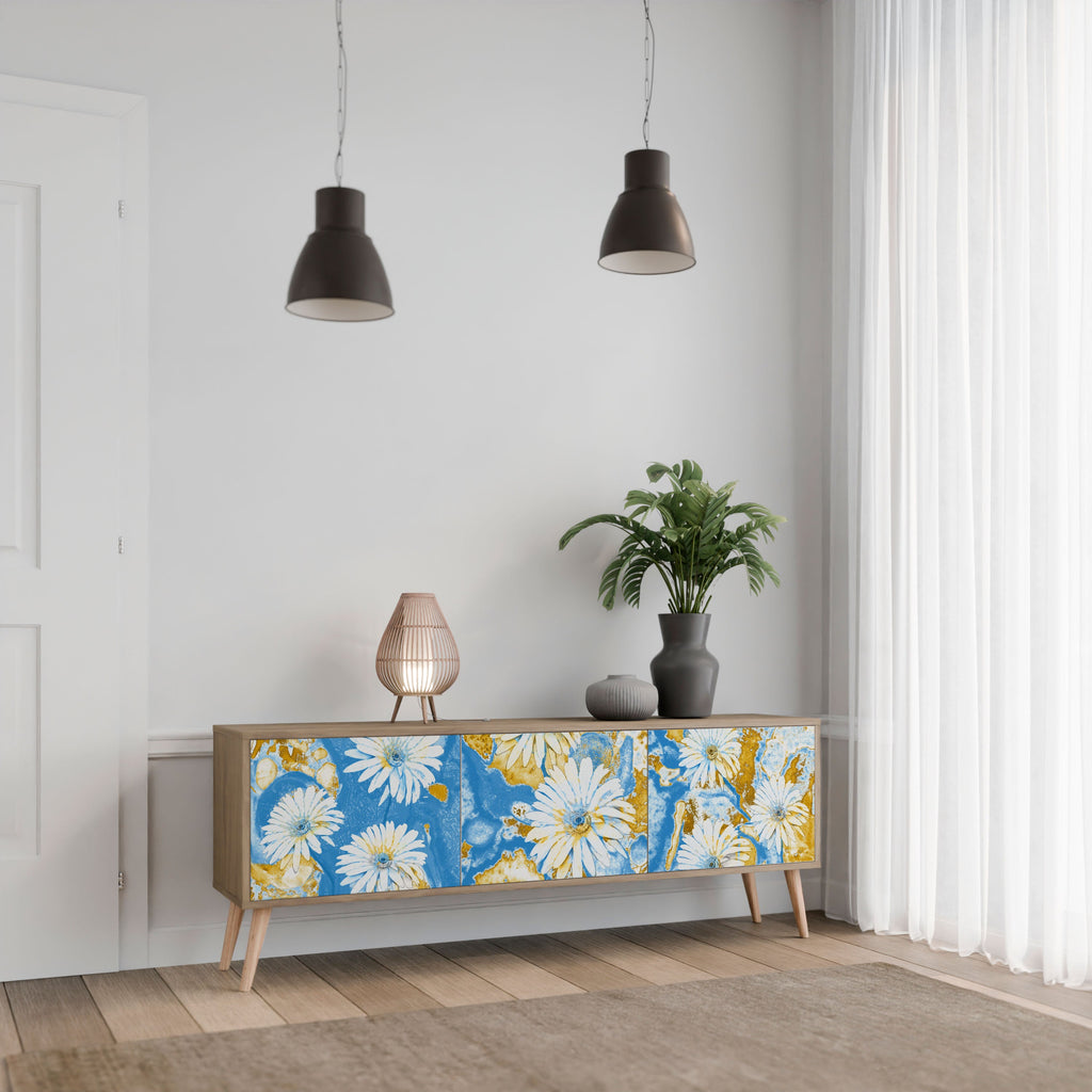 Meuble TV 3 portes DAISY LUXE effet chêne