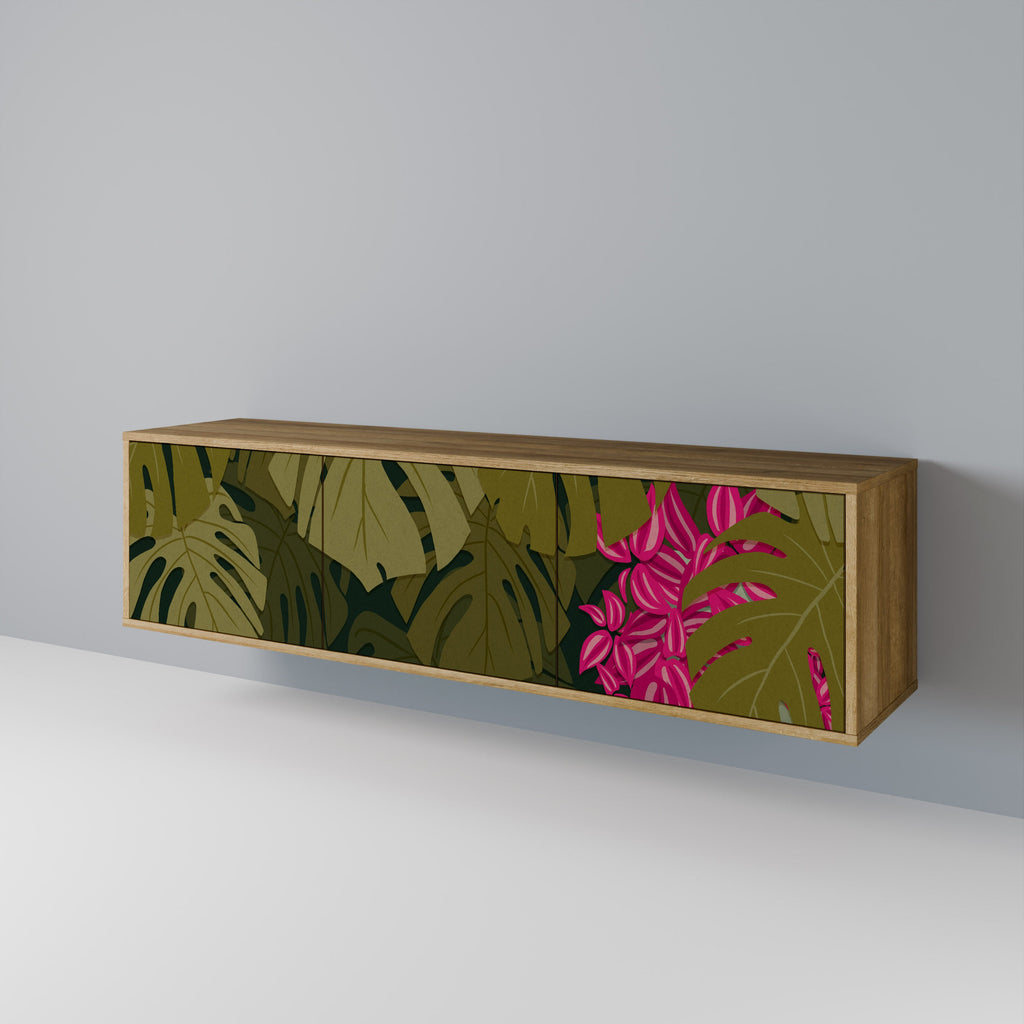 Meuble TV 3 portes TROPICAL BEAUTY effet chêne