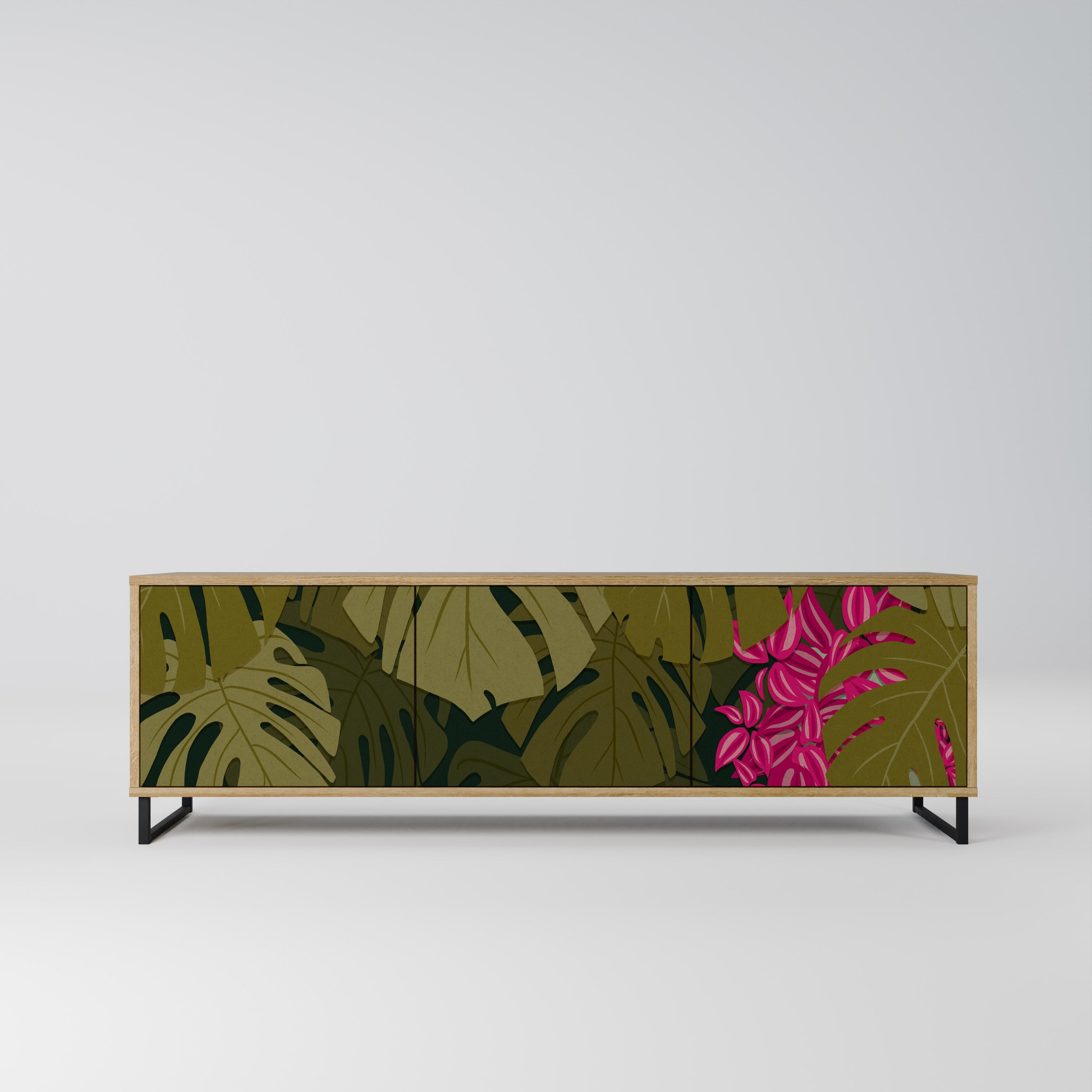 Meuble TV 3 portes TROPICAL BEAUTY effet chêne